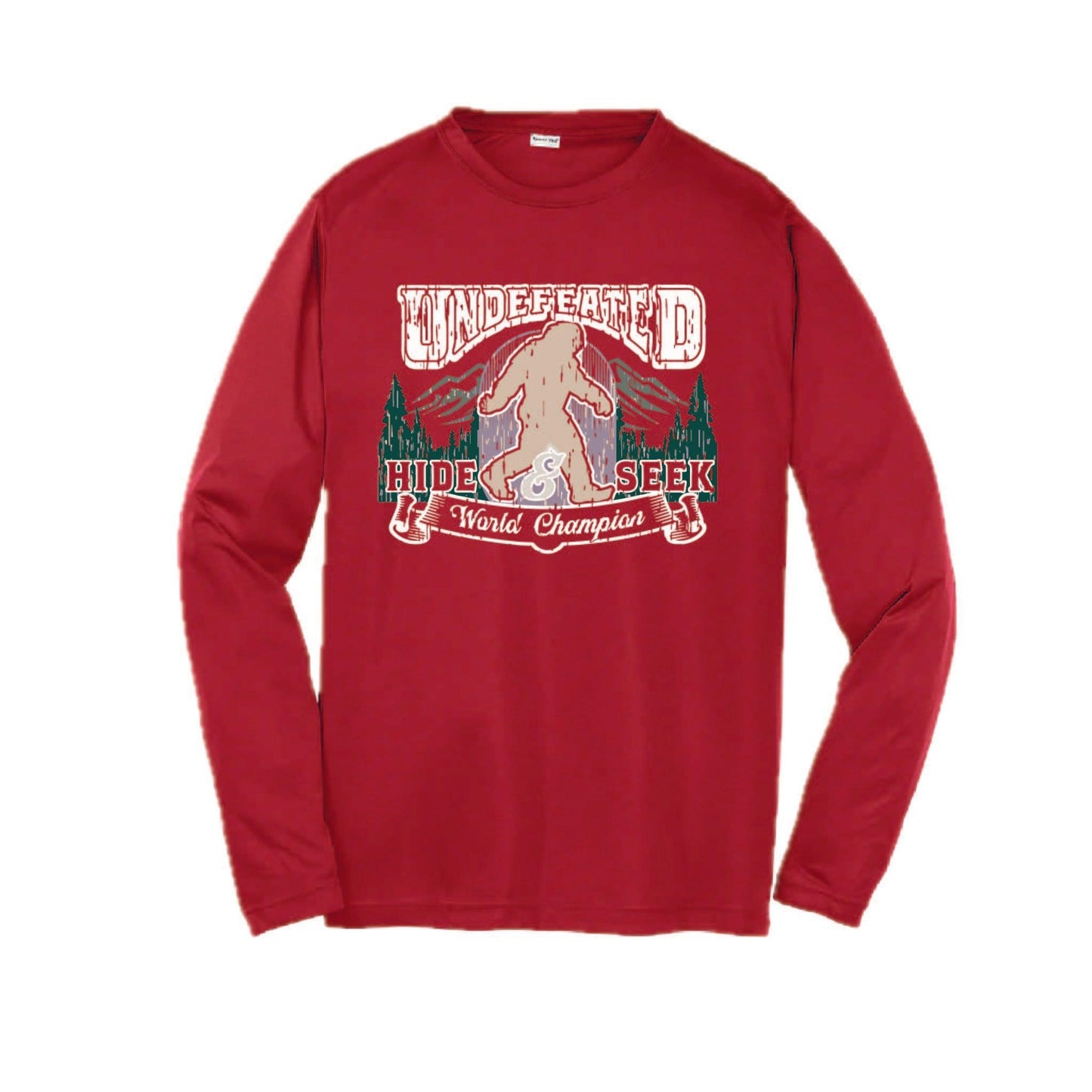 Undefeated Hide & Seek World Champion | Youth Long Sleeve Camping T-Shirts | 100% Polyester
