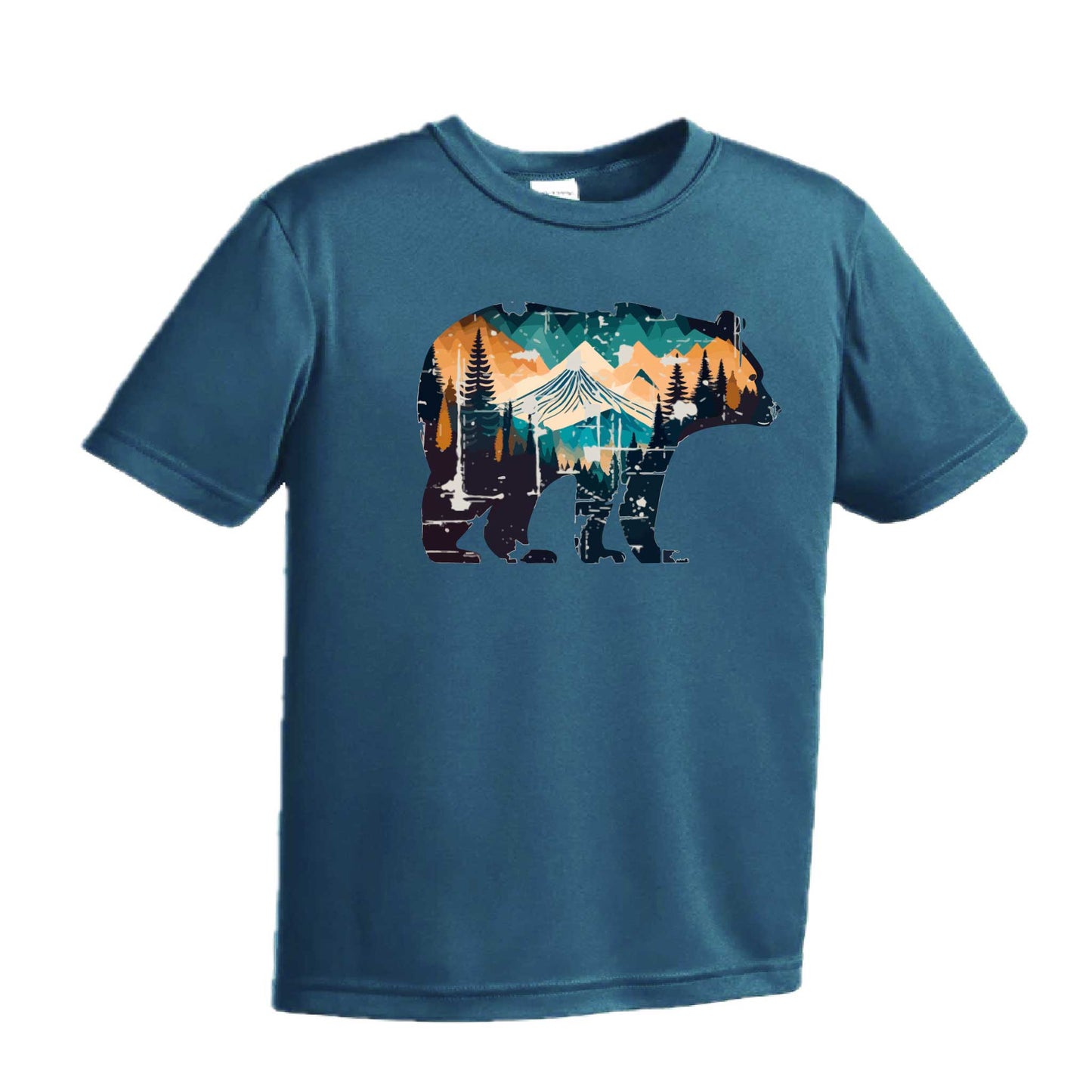 Bear Mountain | Youth Short Sleeve Camping T-Shirts | 100% Polyester