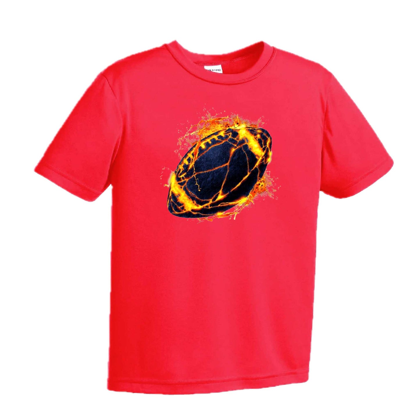 Fire Football | Youth Short Sleeve Football T-Shirts | 100% Polyester