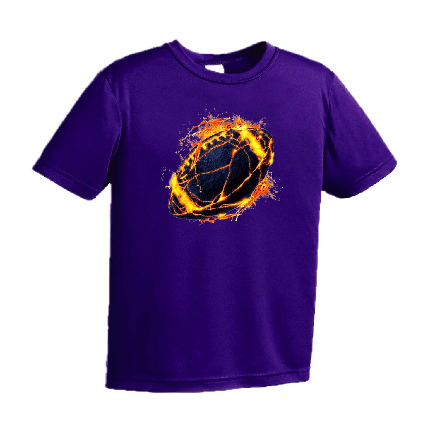 Fire Football | Youth Short Sleeve Football T-Shirts | 100% Polyester