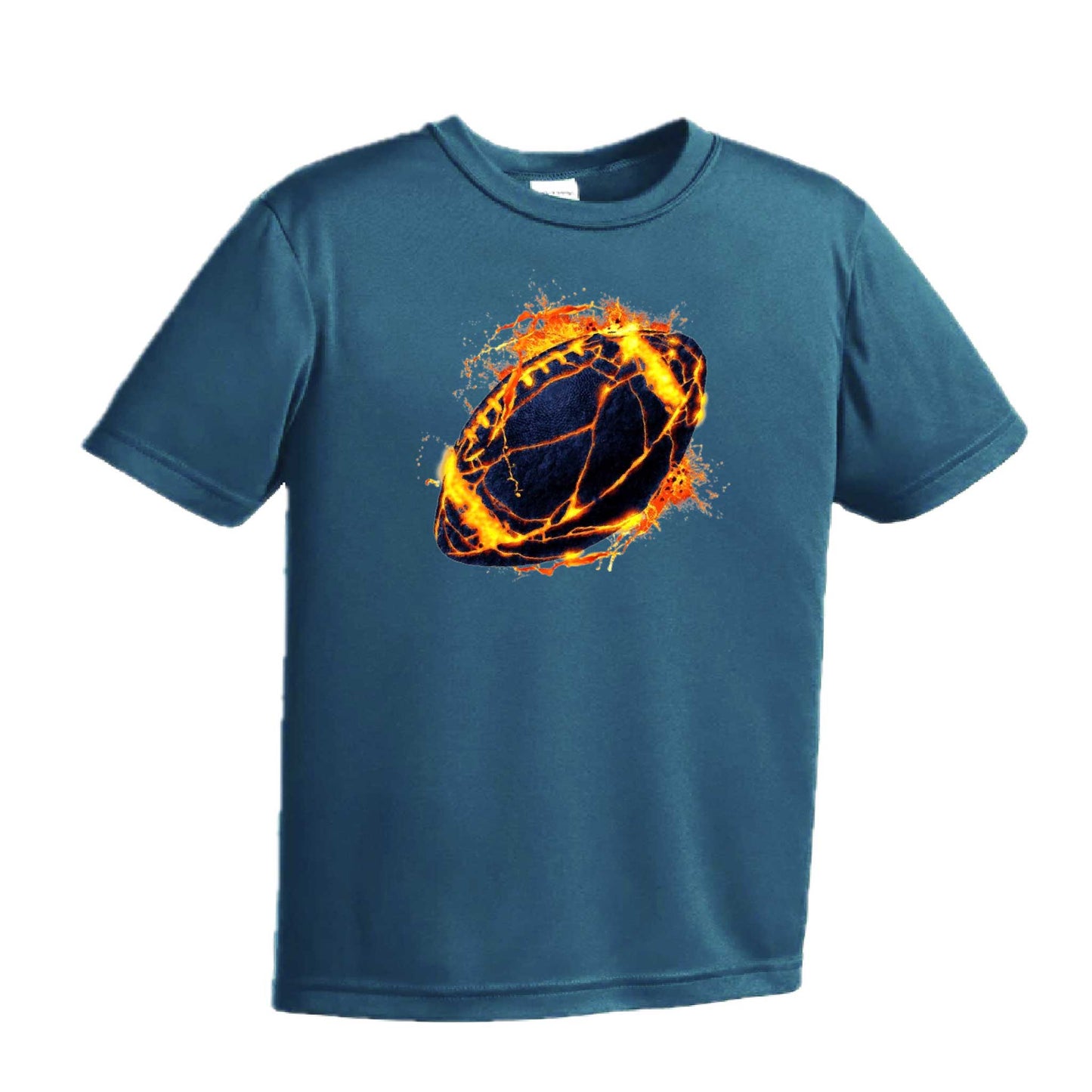Fire Football | Youth Short Sleeve Football T-Shirts | 100% Polyester