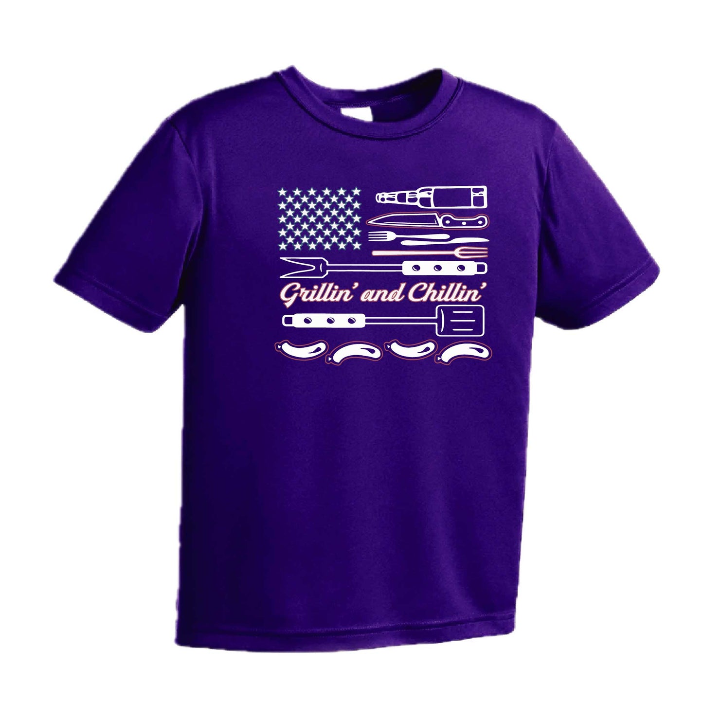 Grillin' and Chillin' | Youth Short Sleeve Camping T-Shirts | 100% Polyester
