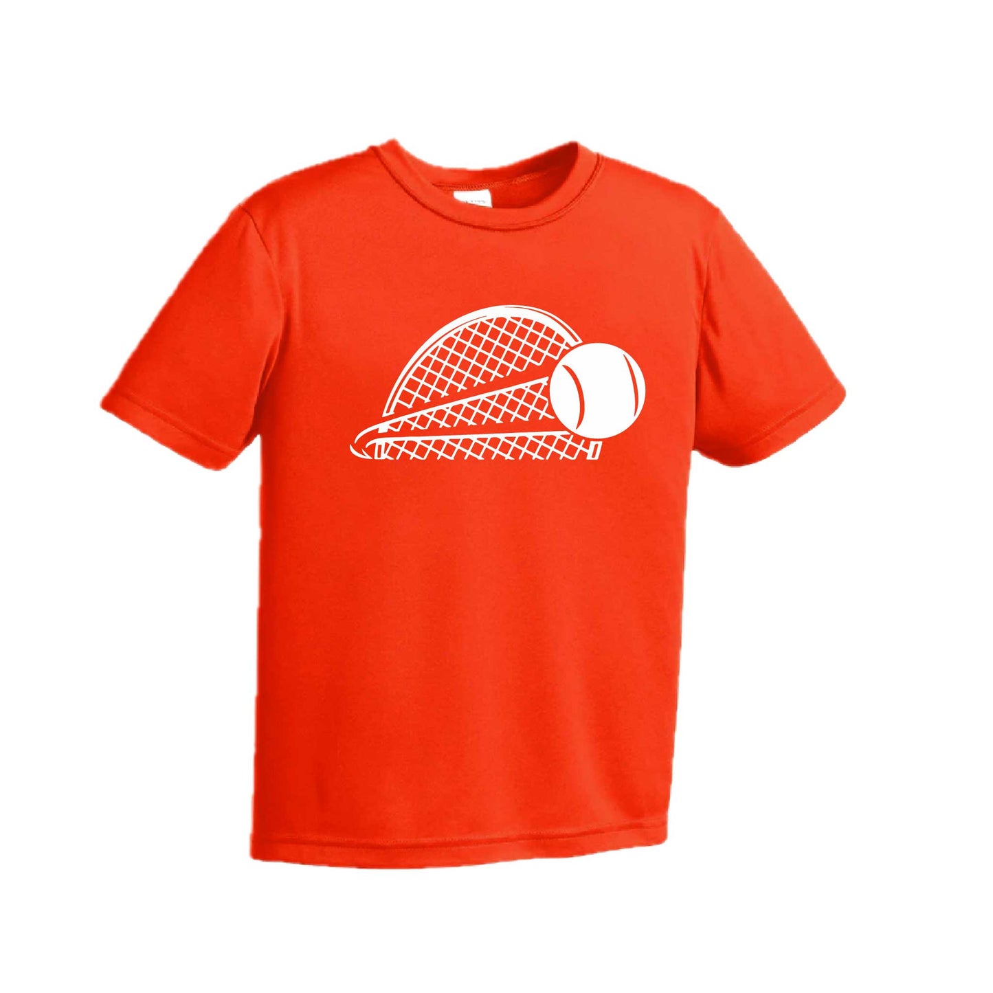 Tennis Half Racquet | Youth Short Sleeve Tennis Performance T-Shirts | 100% Polyester