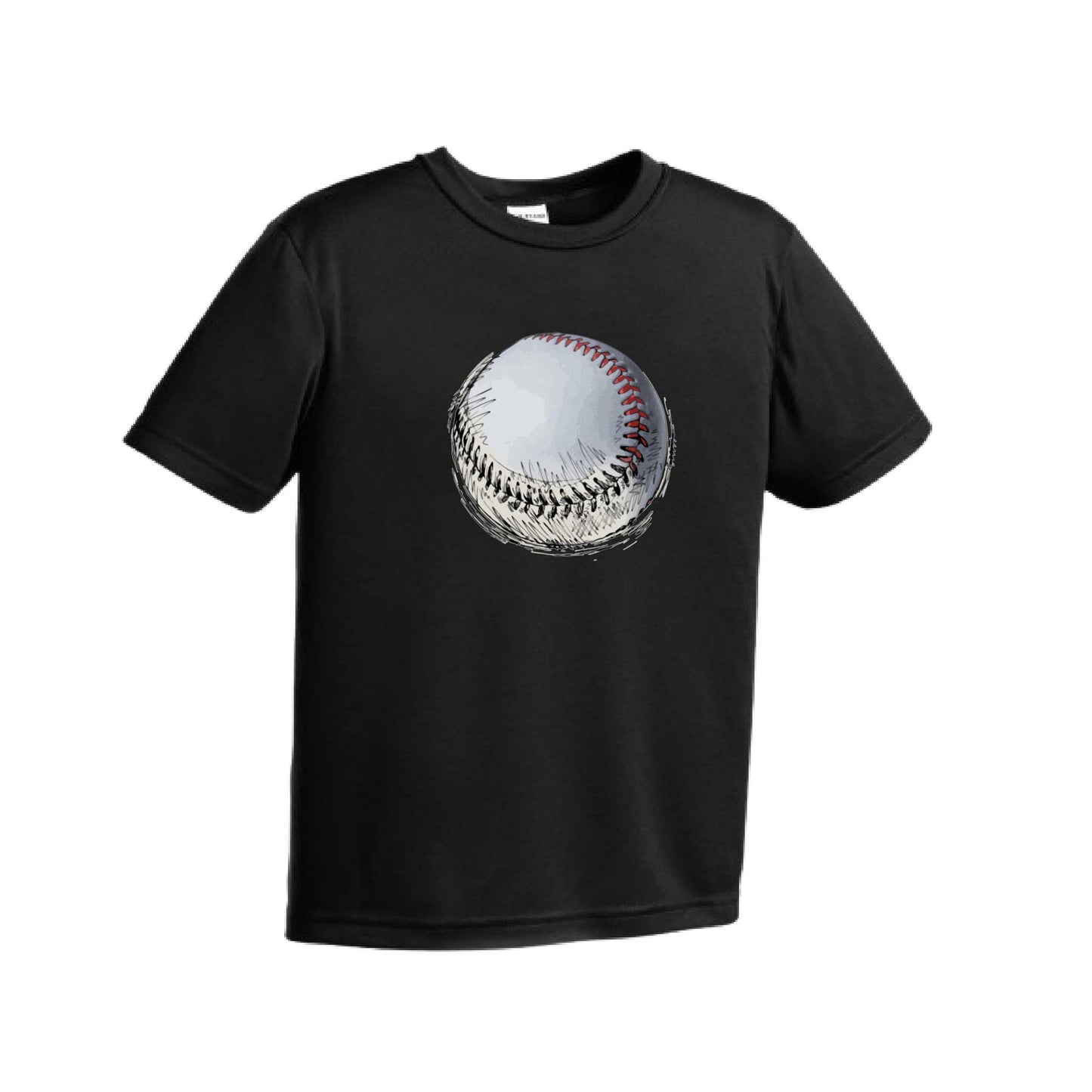 Baseball Sketched | Youth Short Sleeve Baseball Performance T-Shirts | 100% Polyester