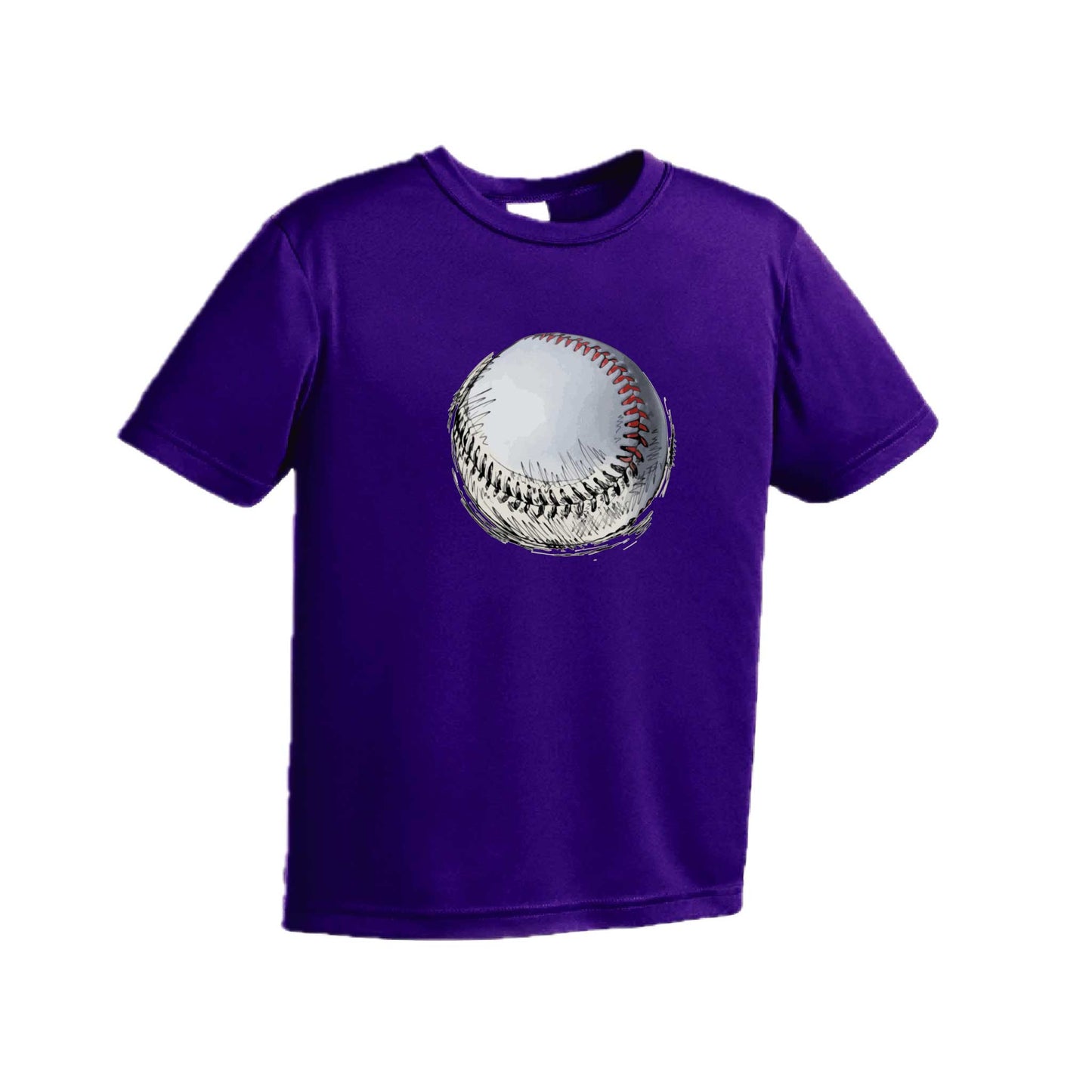 Baseball Sketched | Youth Short Sleeve Baseball Performance T-Shirts | 100% Polyester