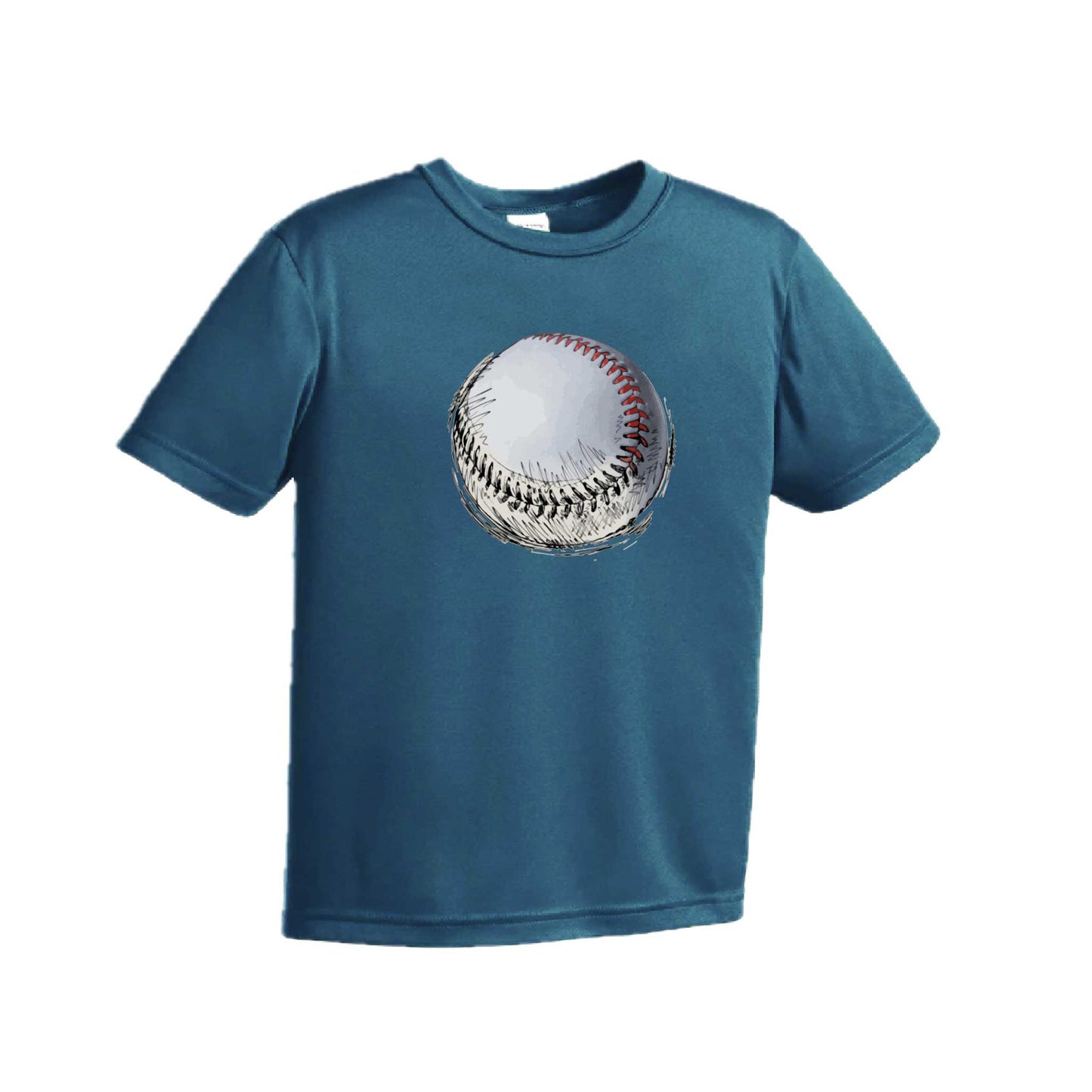 Baseball Sketched | Youth Short Sleeve Baseball Performance T-Shirts | 100% Polyester