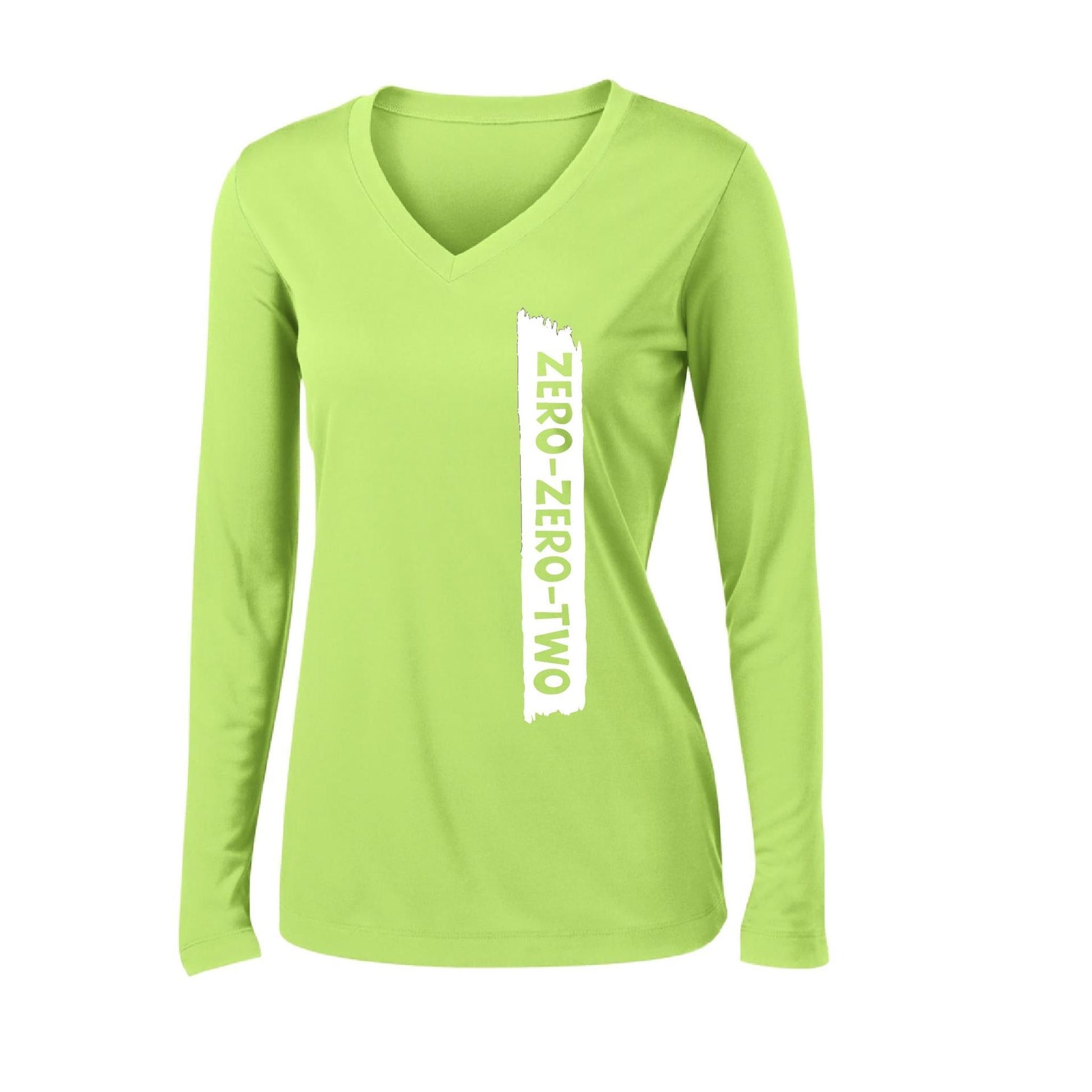 Zero Zero Two With Pickleballs (Customizable) | Women’s Long Sleeve V-Neck Pickleball Performance T-Shirt | 100% Polyester