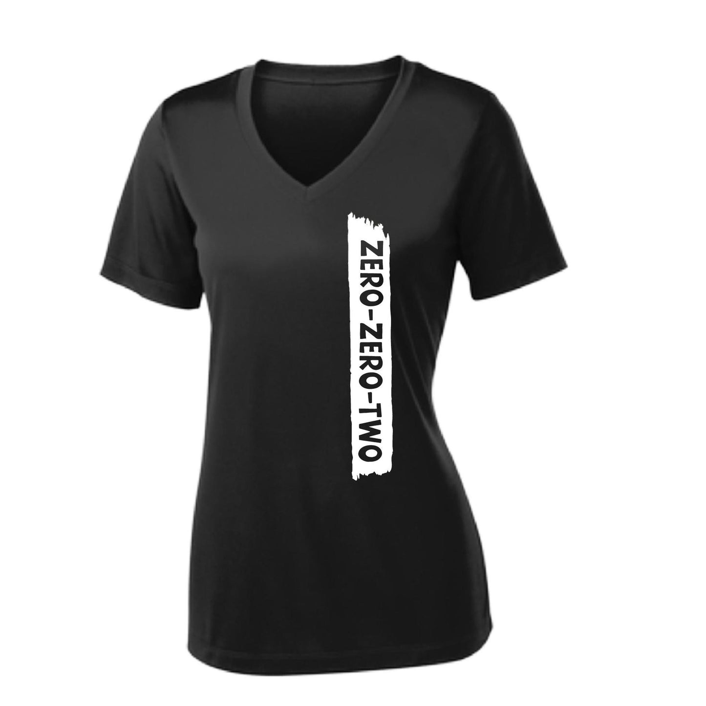 Zero Zero Two With Pickleballs (Customizable) | Women's Short Sleeve V-Neck Performance T-Shirt | 100% Polyester
