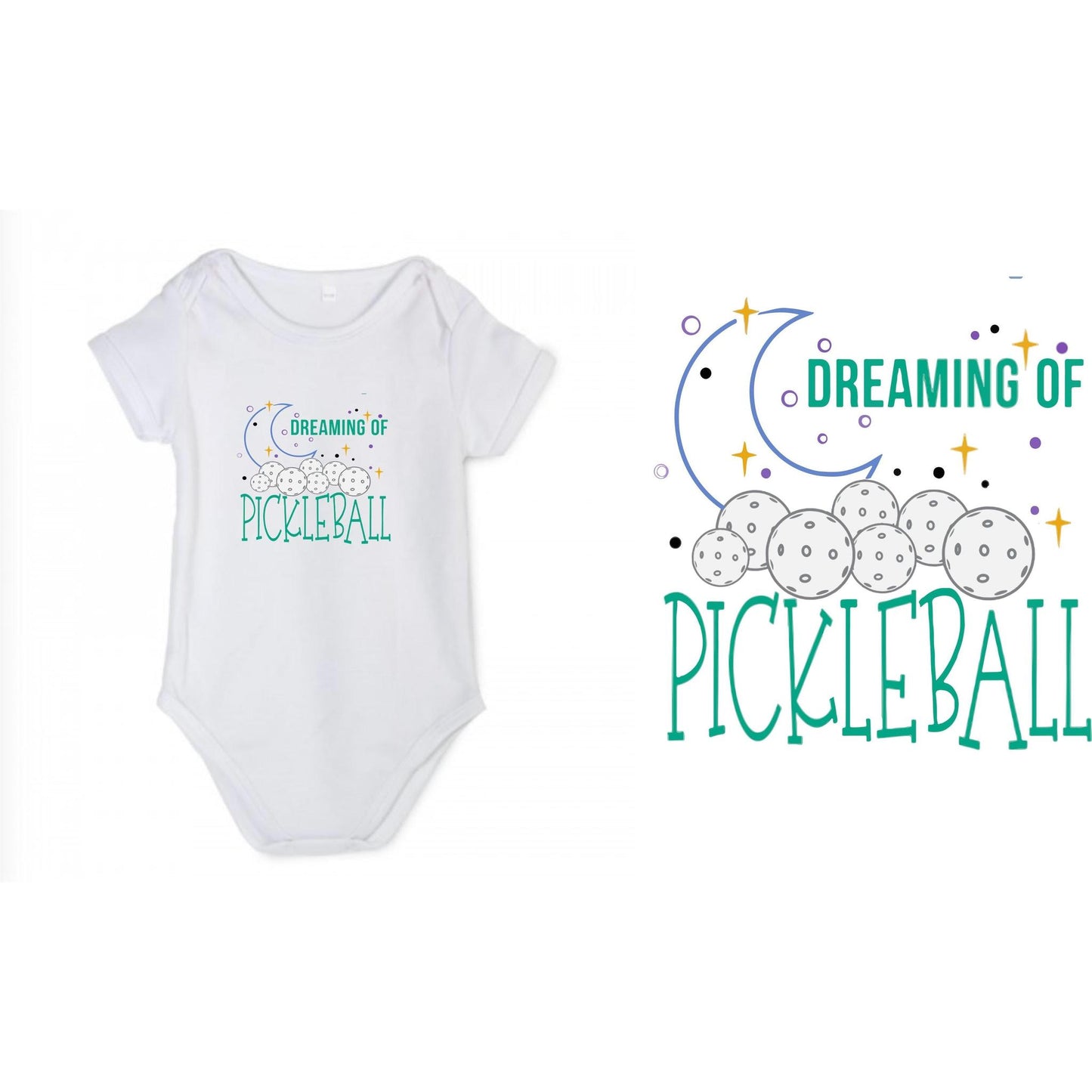 Dreaming Of Pickleball | Clearance Infant Short Sleeve Onesie | 100% Cotton