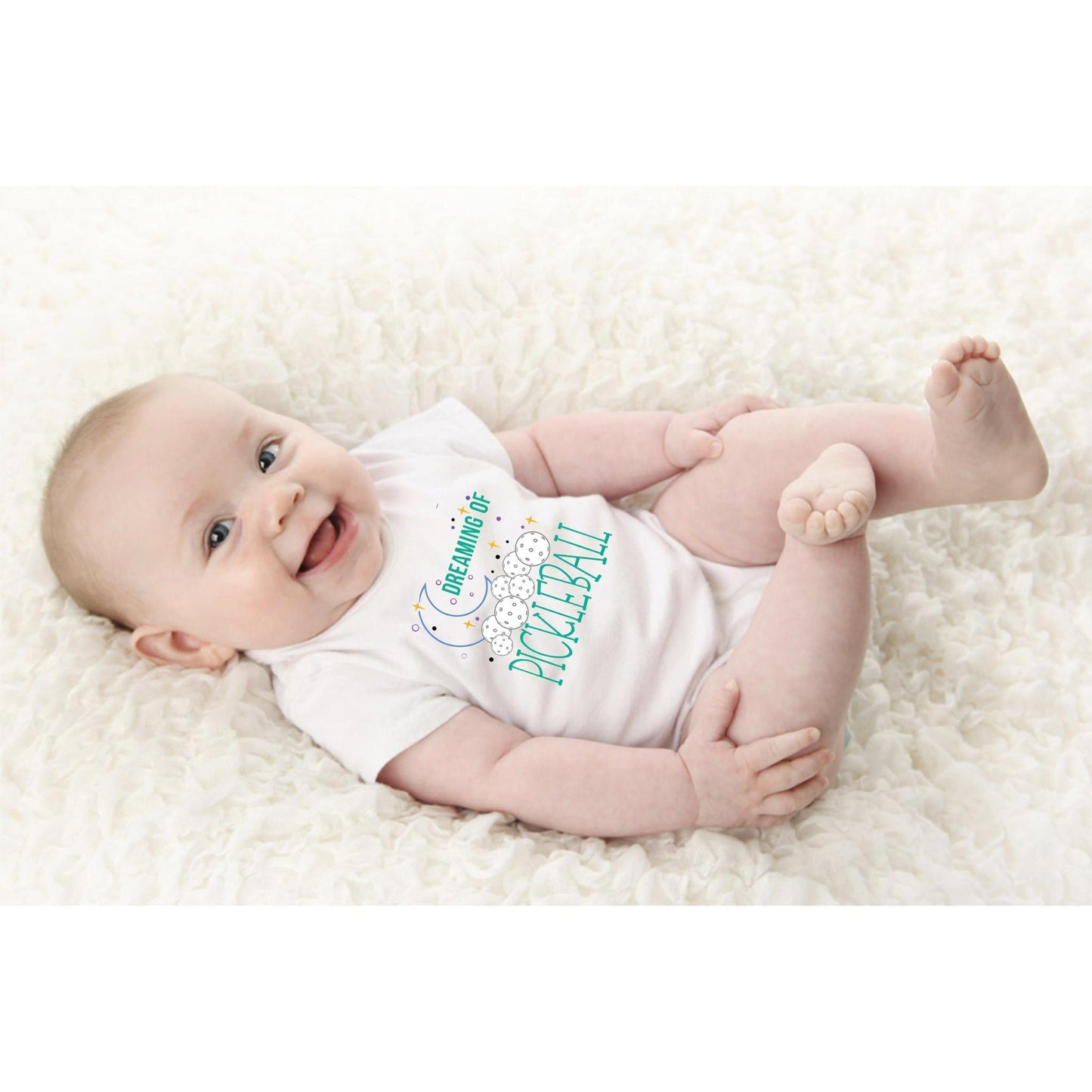 Dreaming Of Pickleball | Clearance Infant Short Sleeve Onesie | 100% Cotton