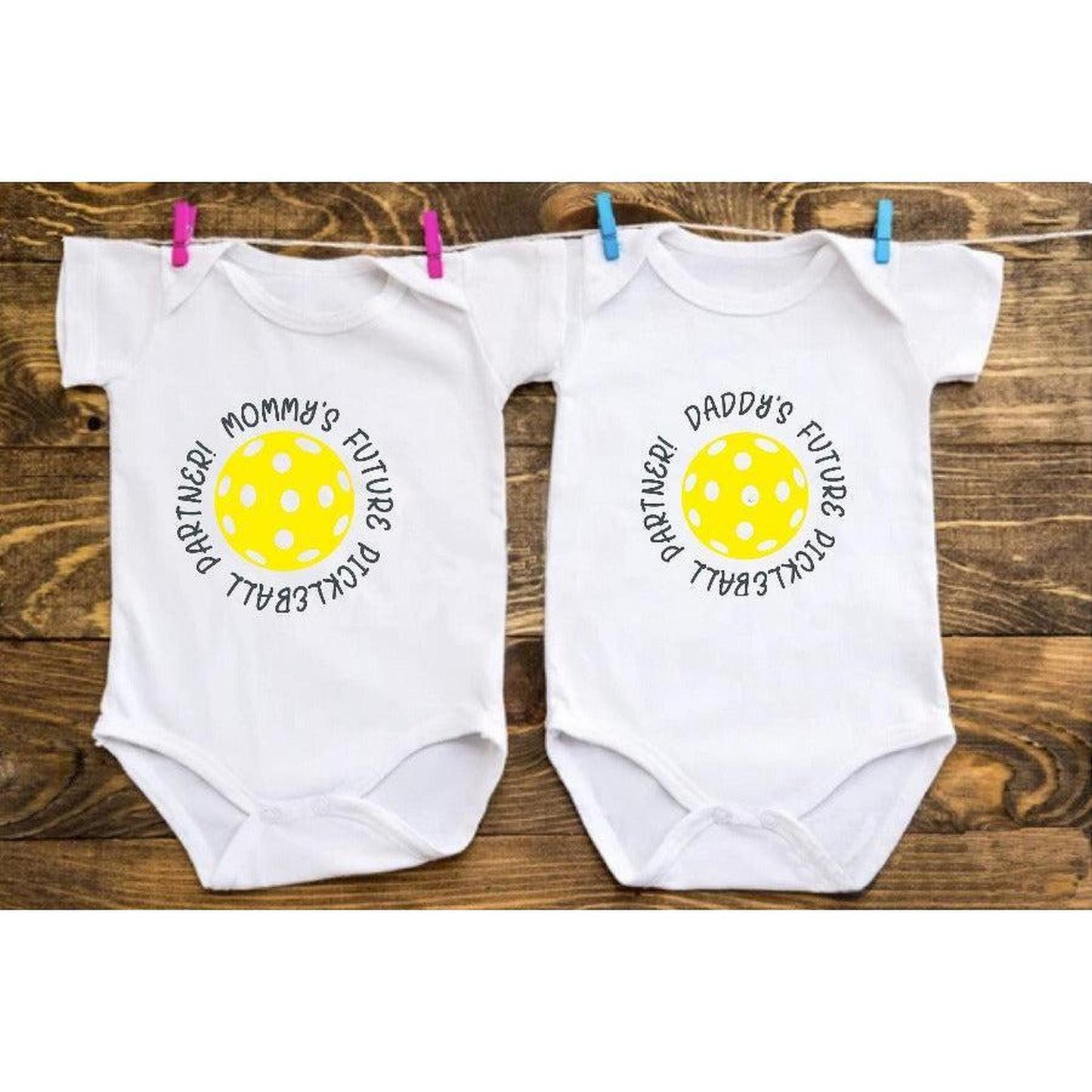 Future Mommy Or Daddy Pickleball Partner | Infant Short Sleeve Onesie | 100% Cotton