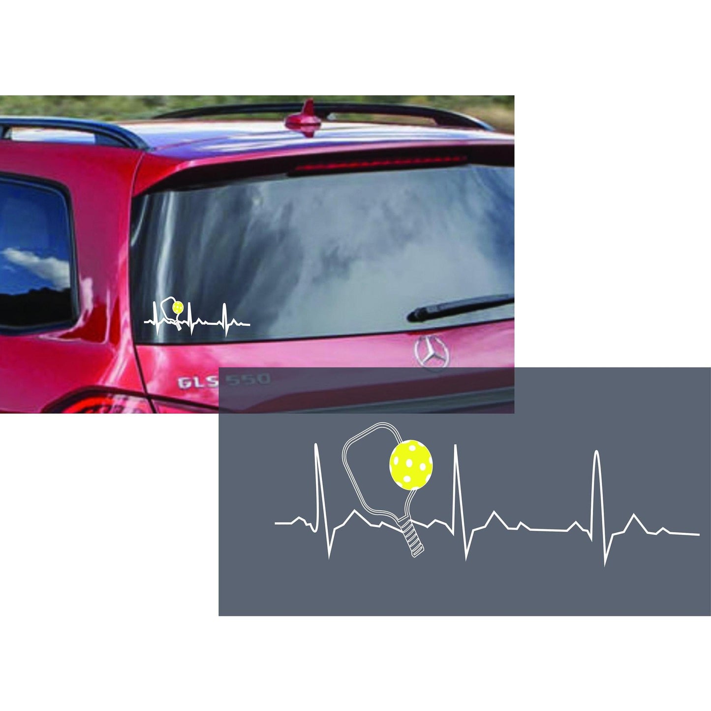 Pickleball Heartbeat EKG | Pickleball Car Decal And Pickleball Sticker