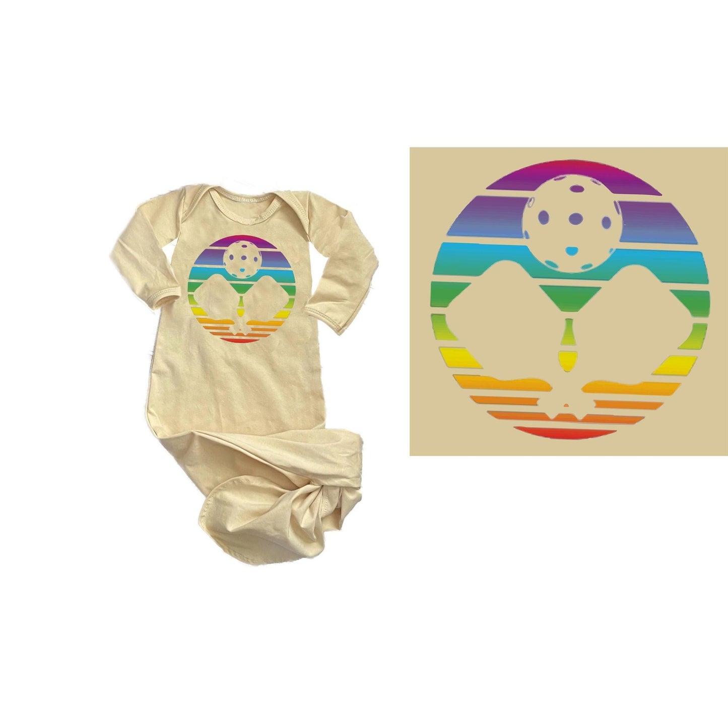 Pickleball Rainbow | Baby Knotted Sleeper