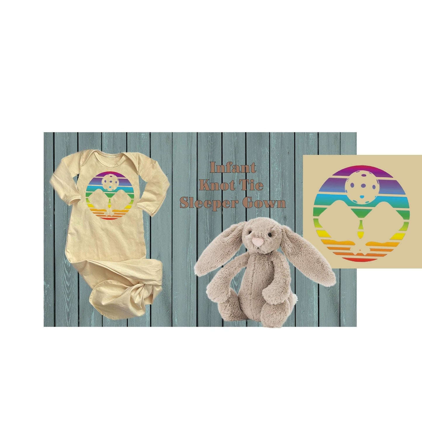 Pickleball Rainbow | Baby Knotted Sleeper