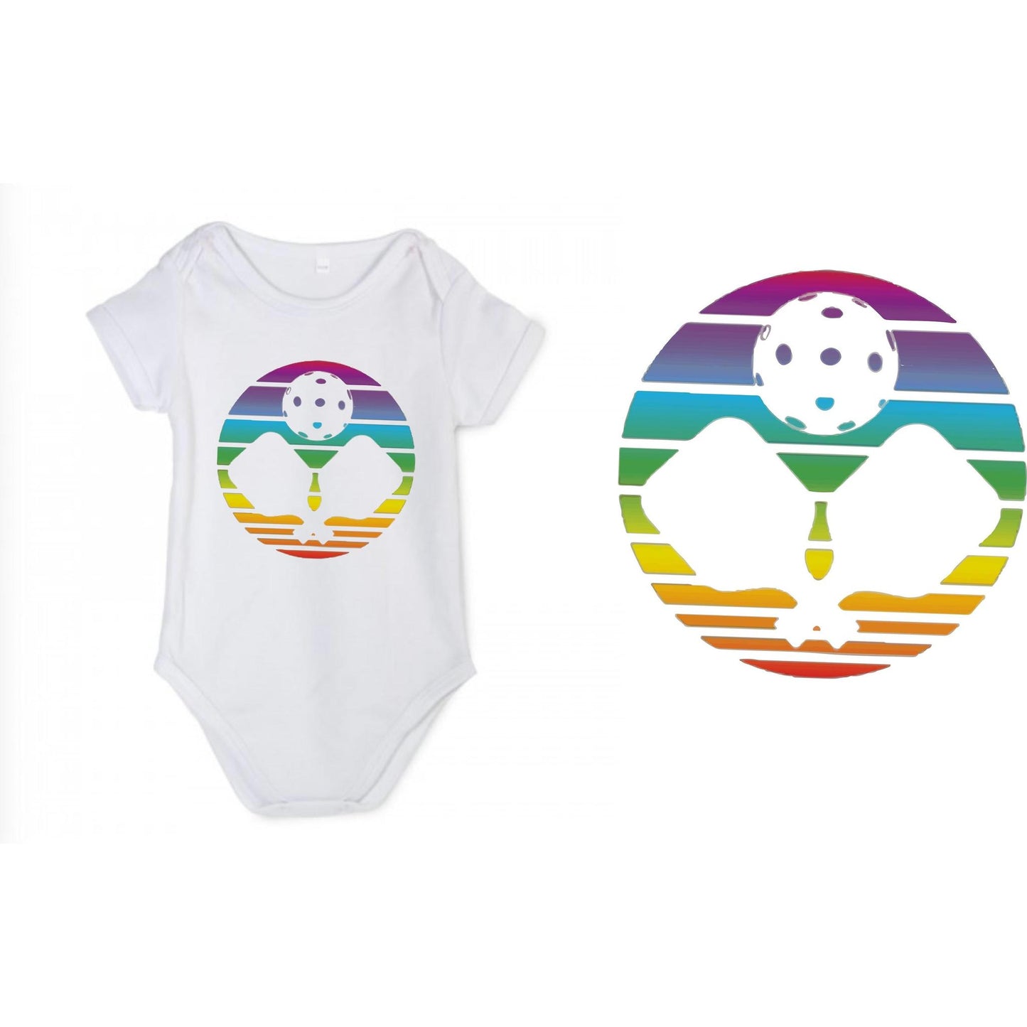 Pickleball Rainbow | Infant Short Sleeve One Piece Outfit | 100% Cotton