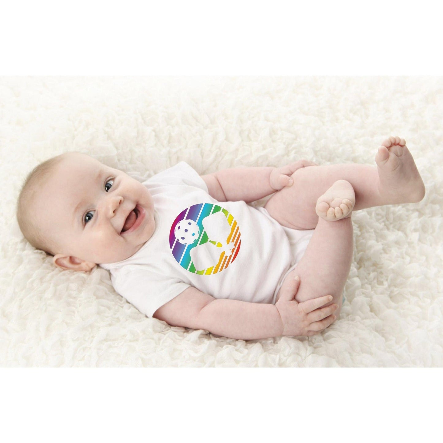Pickleball Rainbow | Infant Short Sleeve One Piece Outfit | 100% Cotton