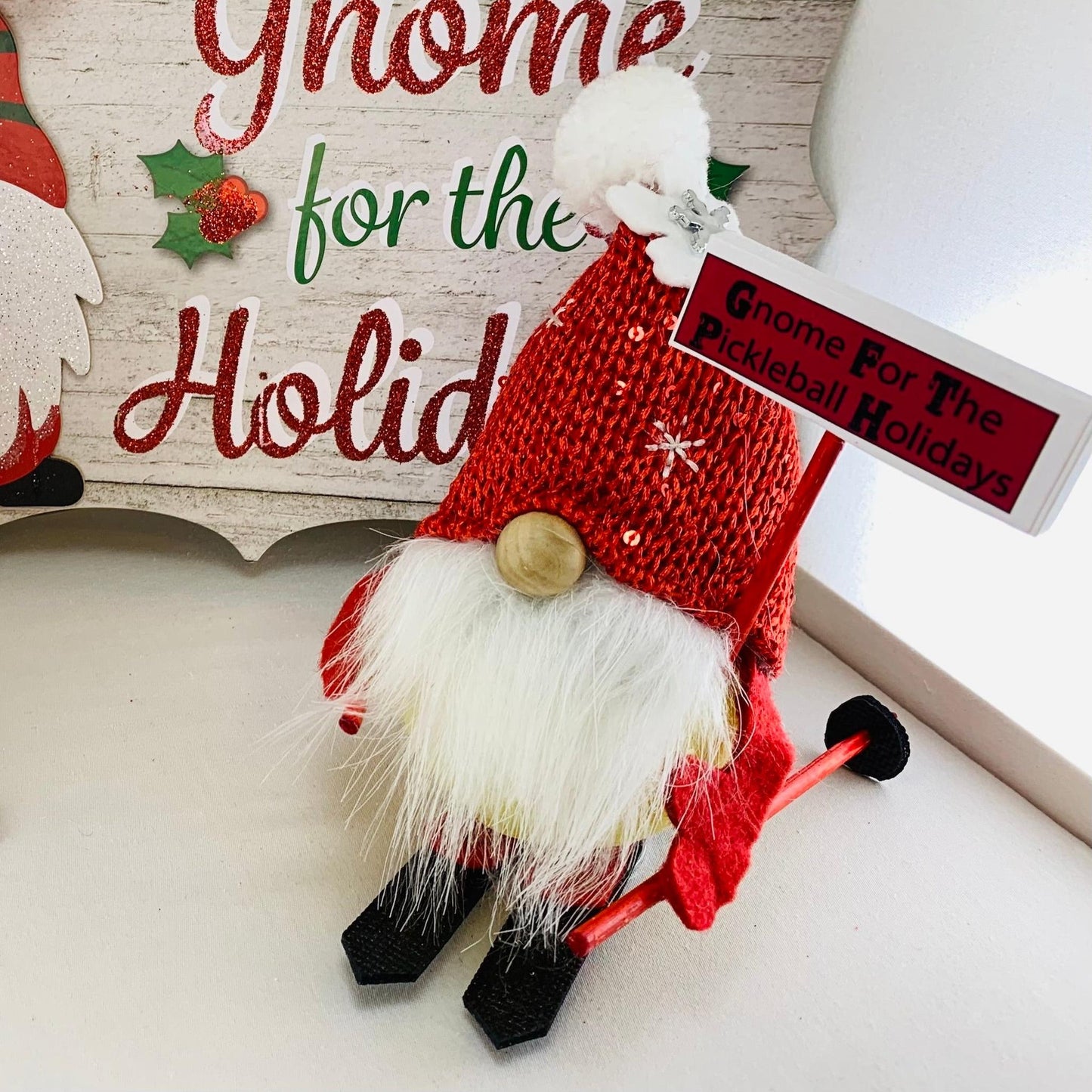 Pickleball Skier Gnome | Pickleball Christmas Gifts And Decor