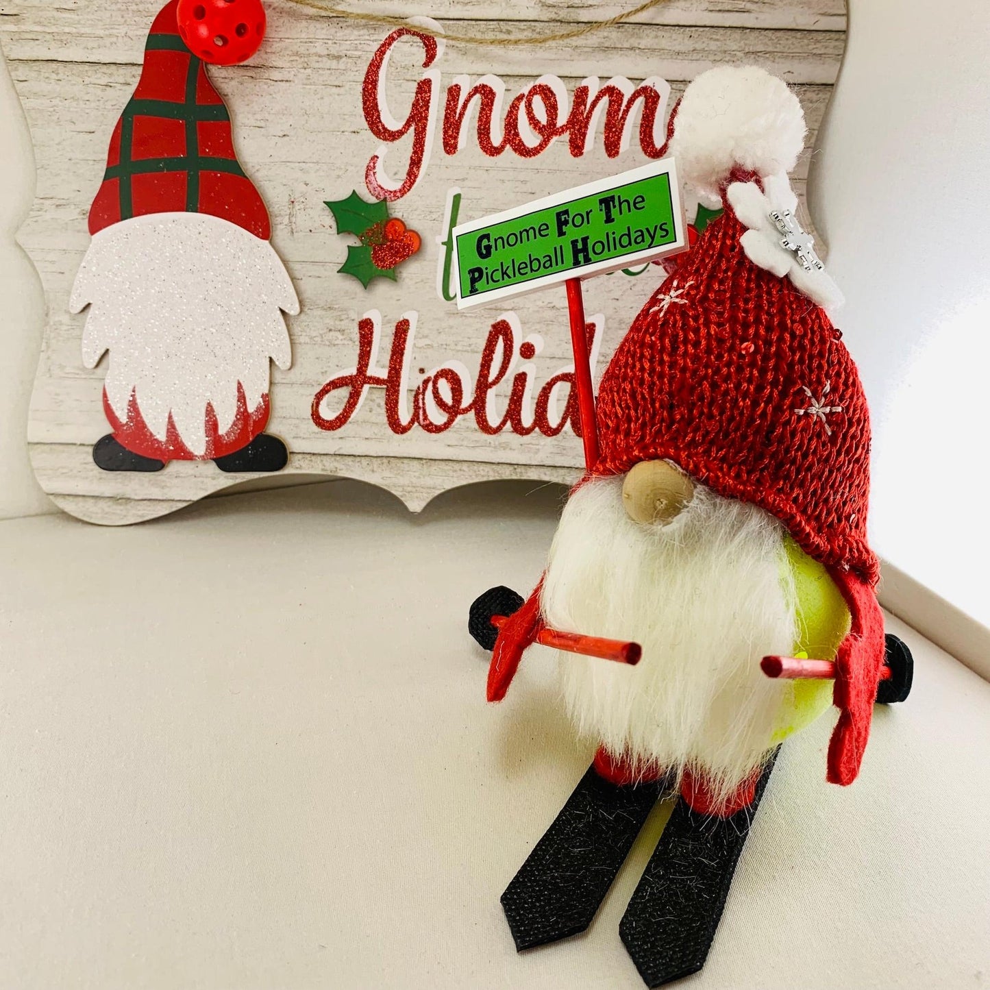 Pickleball Skier Gnome | Pickleball Christmas Gifts And Decor