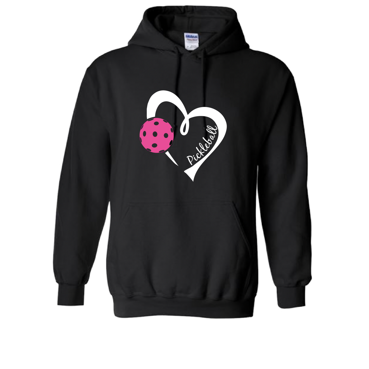 Pickleball Design: Heart with Pickleball Unisex Hooded Sweatshirt: Moisture-wicking, double-lined hood, front pouch pocket. This unisex hooded sweatshirt is ultra comfortable and soft. Stay warm on the Pickleball courts while being that hit with this one of kind design.
