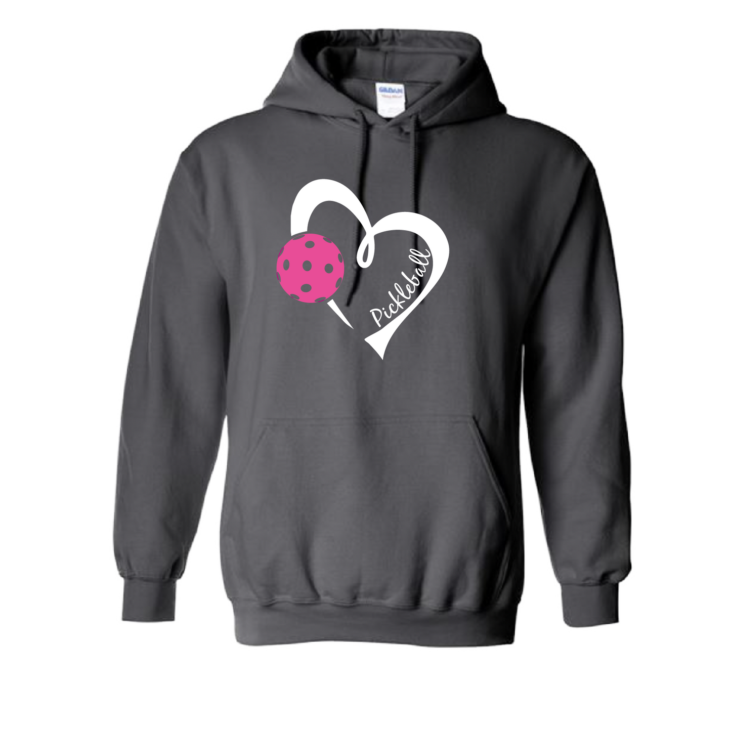 Pickleball Design: Heart with Pickleball Unisex Hooded Sweatshirt: Moisture-wicking, double-lined hood, front pouch pocket. This unisex hooded sweatshirt is ultra comfortable and soft. Stay warm on the Pickleball courts while being that hit with this one of kind design.