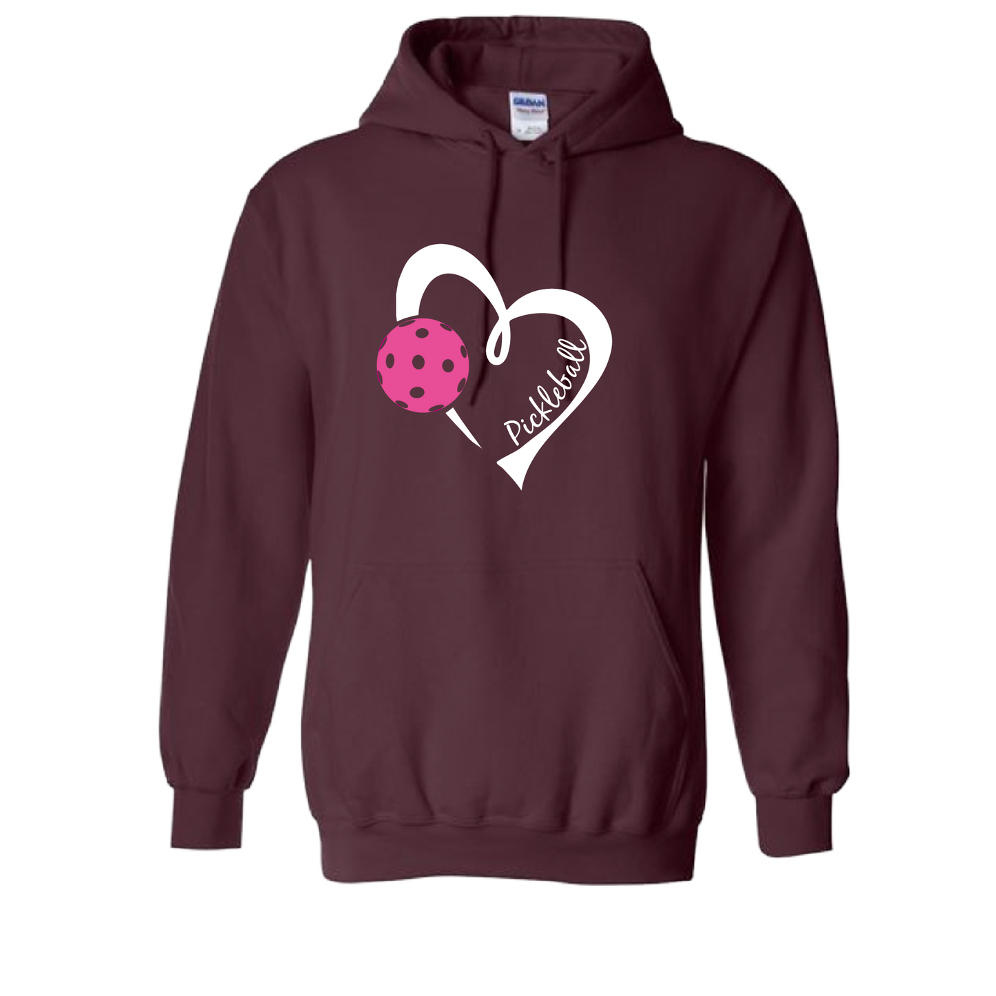 Pickleball Design: Heart with Pickleball Unisex Hooded Sweatshirt: Moisture-wicking, double-lined hood, front pouch pocket. This unisex hooded sweatshirt is ultra comfortable and soft. Stay warm on the Pickleball courts while being that hit with this one of kind design.