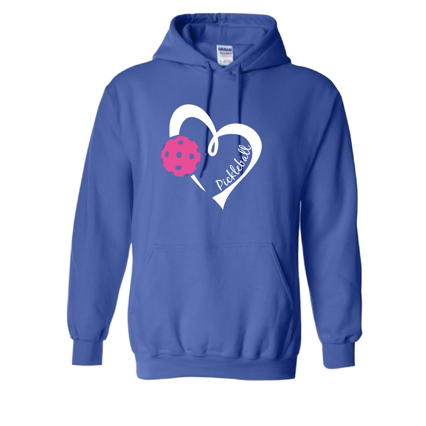 Pickleball Design: Heart with Pickleball Unisex Hooded Sweatshirt: Moisture-wicking, double-lined hood, front pouch pocket. This unisex hooded sweatshirt is ultra comfortable and soft. Stay warm on the Pickleball courts while being that hit with this one of kind design.