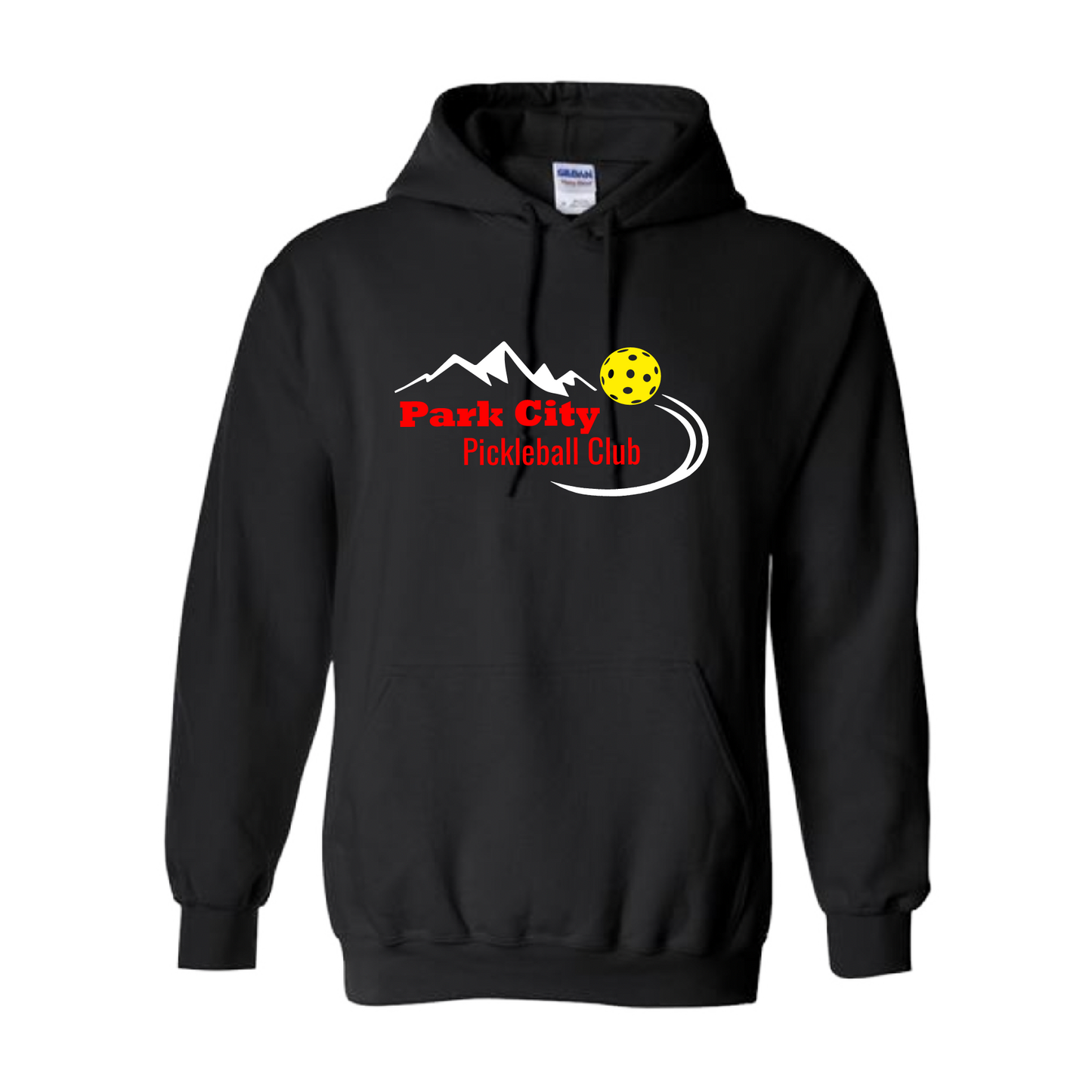 Pickleball Design: Park City Pickleball Club (red words) Unisex Hooded Sweatshirt: Moisture-wicking, double-lined hood, front pouch pocket. This unisex hooded sweatshirt is ultra comfortable and soft. Stay warm on the Pickleball courts while being that hit with this one of kind design.