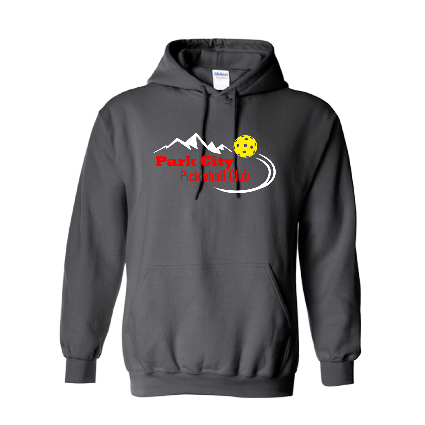 Pickleball Design: Park City Pickleball Club (red words) Unisex Hooded Sweatshirt: Moisture-wicking, double-lined hood, front pouch pocket. This unisex hooded sweatshirt is ultra comfortable and soft. Stay warm on the Pickleball courts while being that hit with this one of kind design.