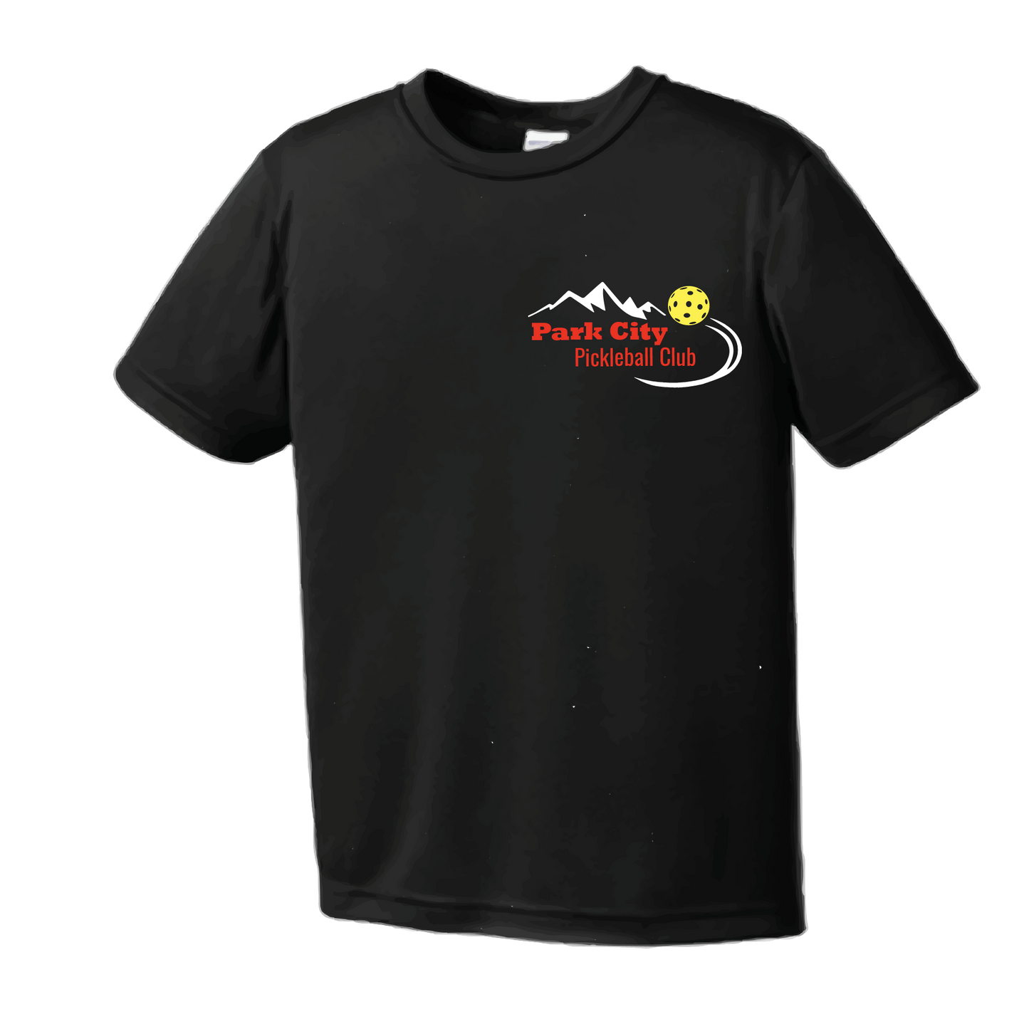 Pickleball Design:Park City Pickleball Club (Red Words) Youth Style: Short Sleeve Shirts are lightweight, roomy and highly breathable. These moisture-wicking shirts are designed for athletic performance. They feature PosiCharge technology to lock in color and prevent logos from fading. Removable tag and set-in sleeves for comfort.