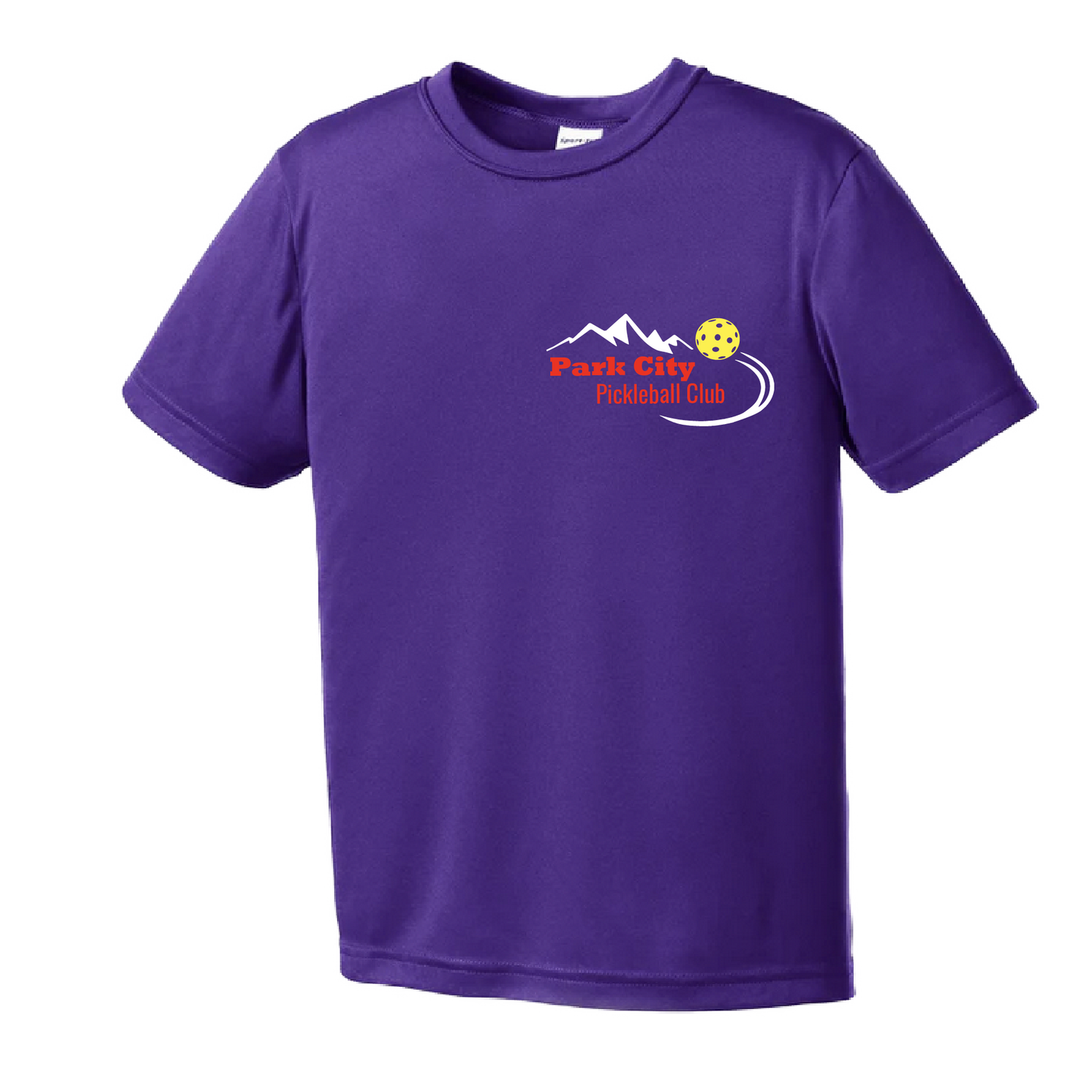 Pickleball Design:Park City Pickleball Club (Red Words) Youth Style: Short Sleeve Shirts are lightweight, roomy and highly breathable. These moisture-wicking shirts are designed for athletic performance. They feature PosiCharge technology to lock in color and prevent logos from fading. Removable tag and set-in sleeves for comfort.