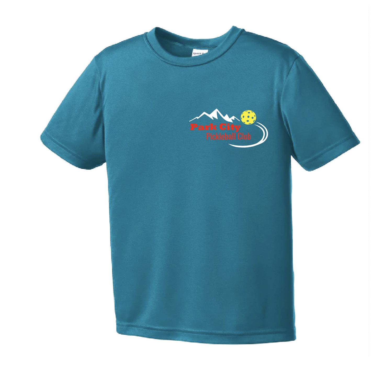 Pickleball Design:Park City Pickleball Club (Red Words) Youth Style: Short Sleeve Shirts are lightweight, roomy and highly breathable. These moisture-wicking shirts are designed for athletic performance. They feature PosiCharge technology to lock in color and prevent logos from fading. Removable tag and set-in sleeves for comfort.