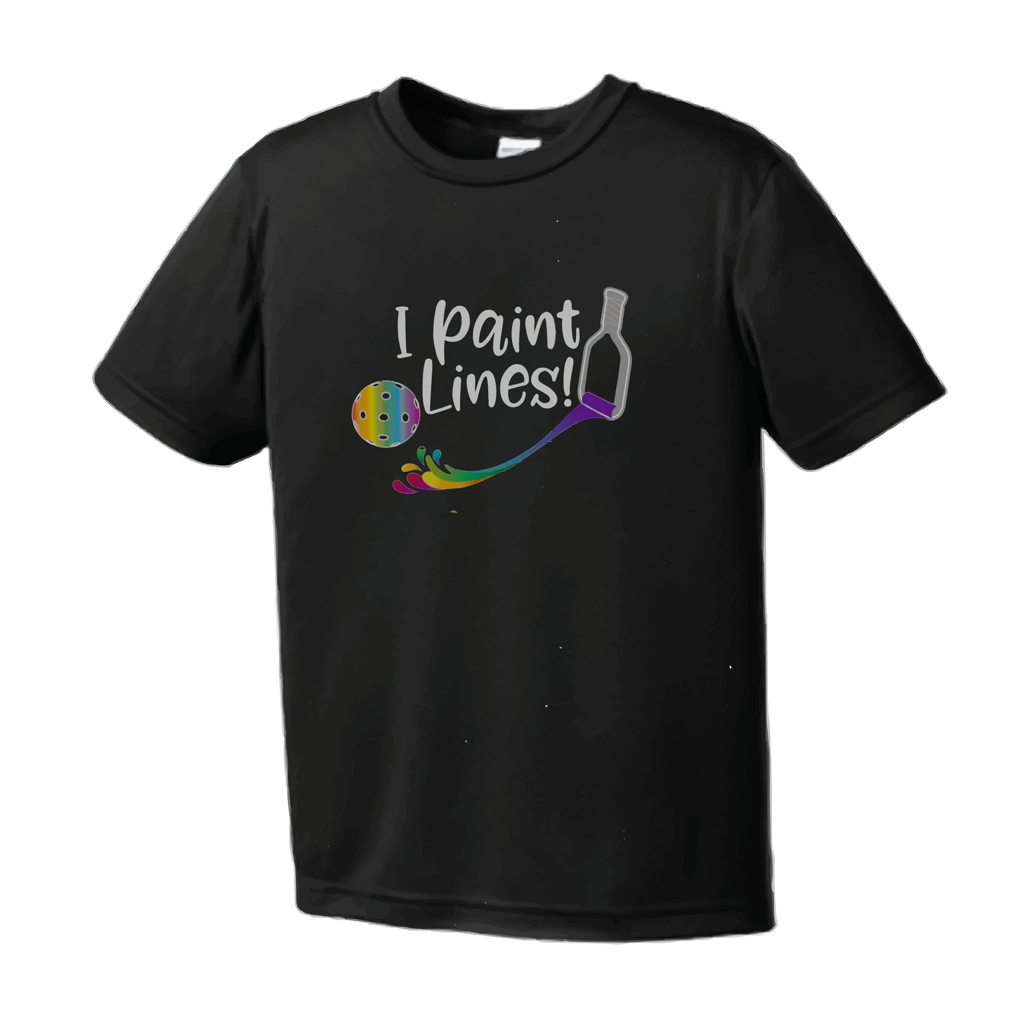 Pickleball Design: I Paint Lines Youth Styles: Short Sleeve (SS) Shirts are lightweight, roomy and highly breathable. These moisture-wicking shirts are designed for athletic performance. They feature PosiCharge technology to lock in color and prevent logos from fading. Removable tag and set-in sleeves for comfort.