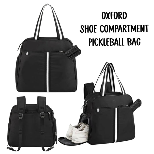 "Oxford" Black Pickleball Bag (Free Customization) | Pickleball Sports Bag | Medium Size Court Bag