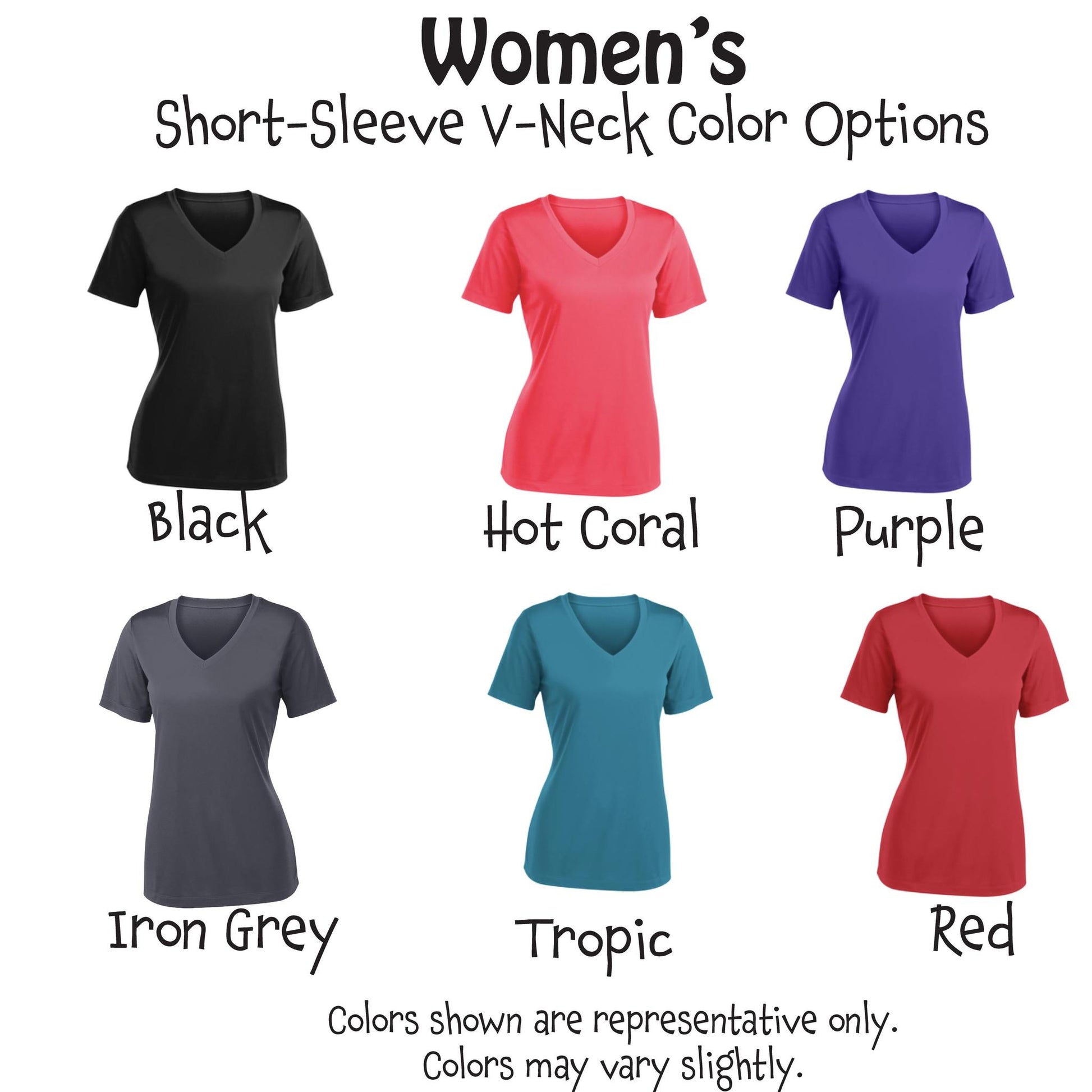 002 (10 Custom Pickleballl Colors) | Women's Short Sleeve V-Neck Pickleball Performance T-Shirts | 100% Polyester