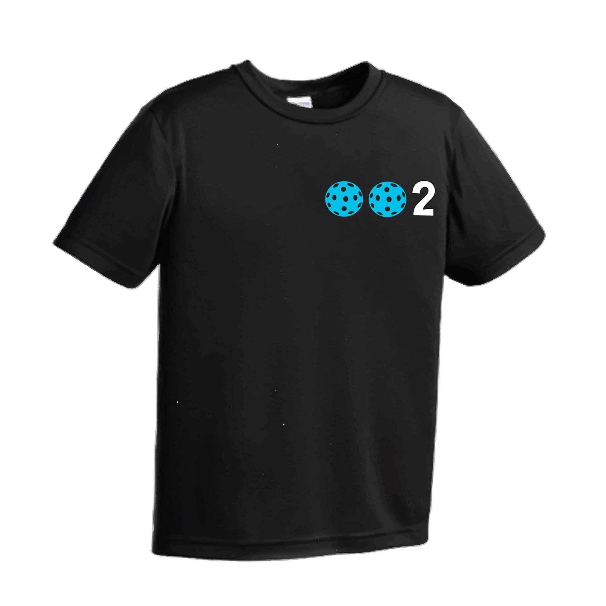 002 Pickleball (Ball Colors Cyan Red Orange) | Youth Short Sleeve Pickleball Performance T-Shirts | 100% Polyester