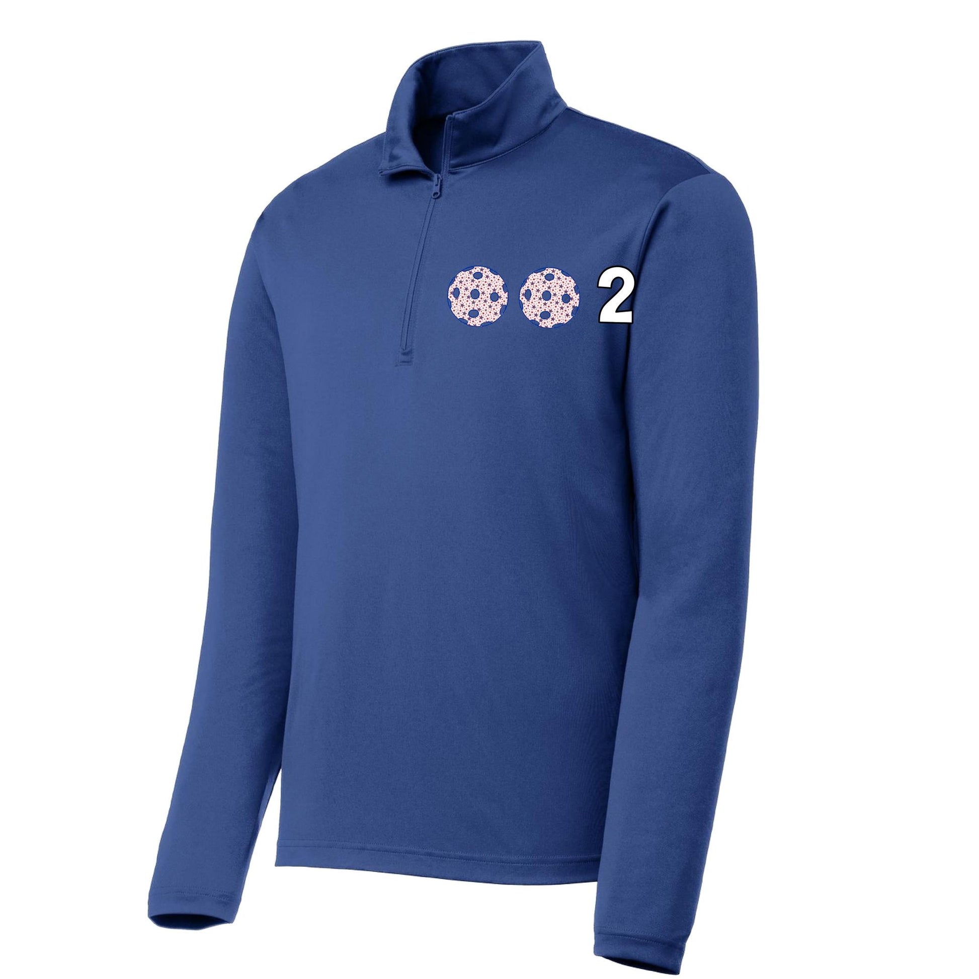 002 Pickleball (Colors Green Orange Red Or Stars) | Men's 1/4 Zip Long Sleeve Pullover Athletic Performance Shirt | 100% Polyester