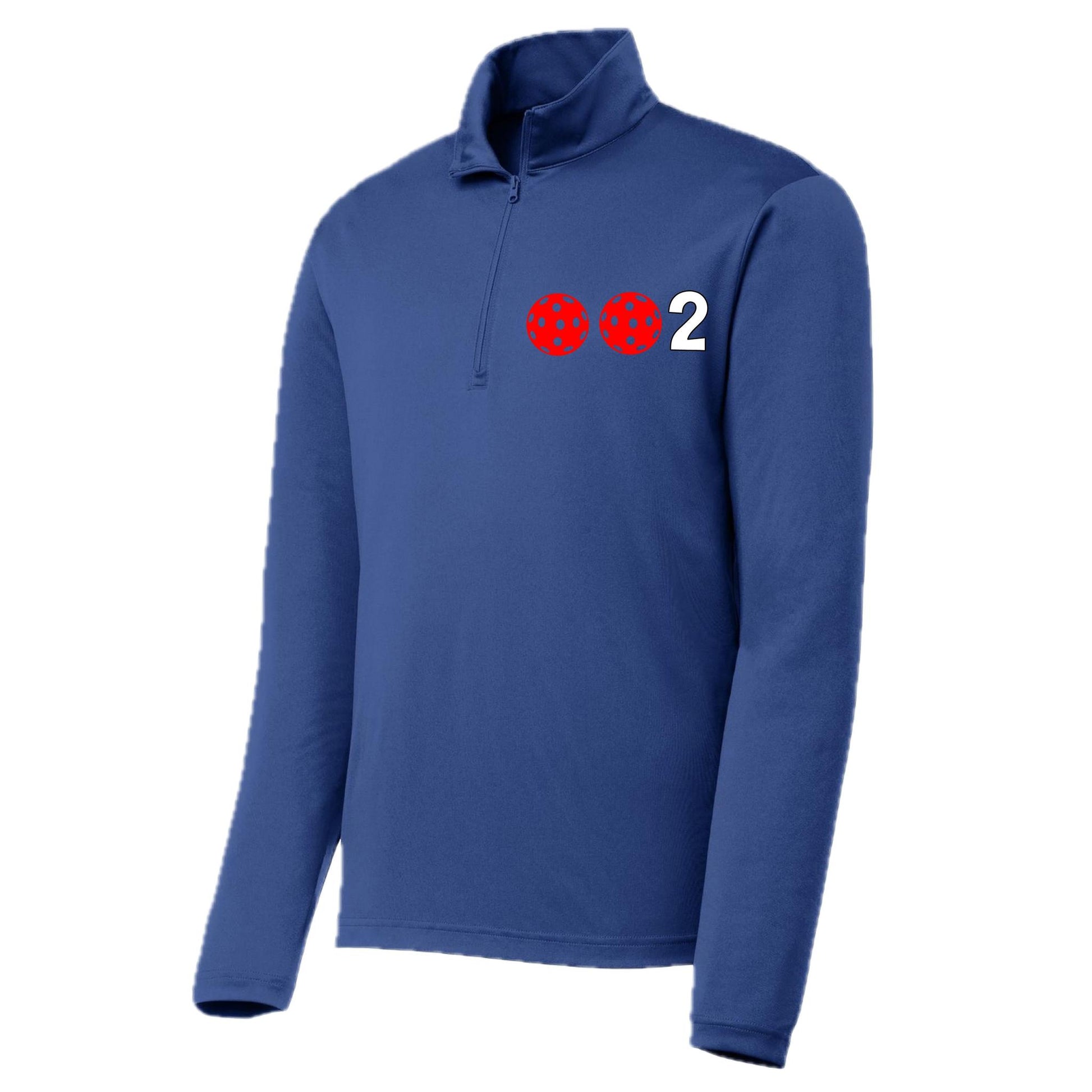 002 Pickleball (Colors Green Orange Red Or Stars) | Men's 1/4 Zip Long Sleeve Pullover Athletic Performance Shirt | 100% Polyester