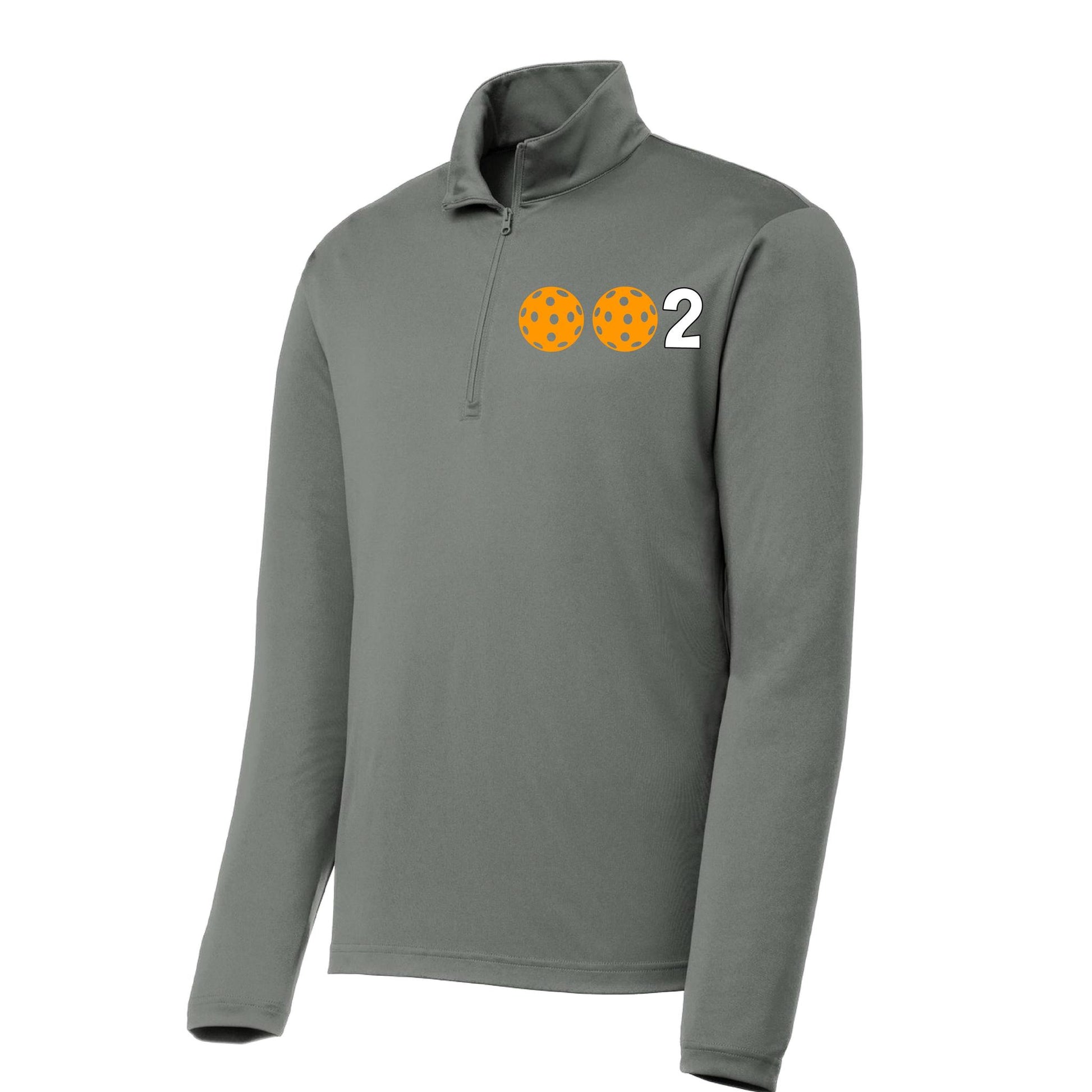002 Pickleball (Colors Green Orange Red Or Stars) | Men's 1/4 Zip Long Sleeve Pullover Athletic Performance Shirt | 100% Polyester