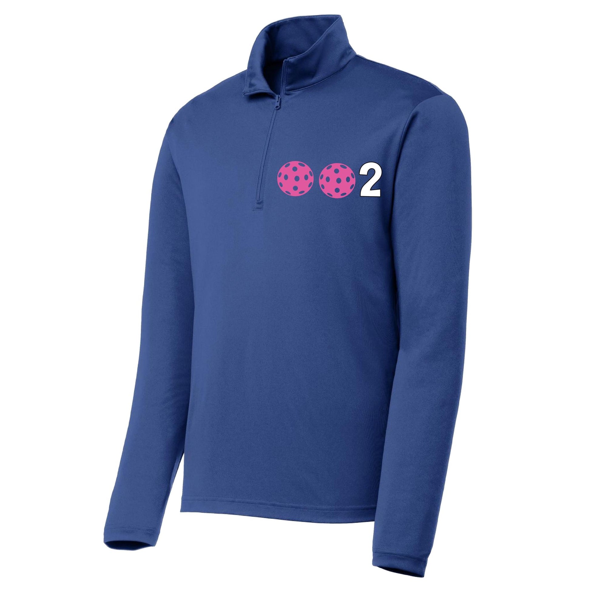 002 Pickleball (Colors Pink Purple Or Rainbow) | Men's 1/4 Zip Long Sleeve Pullover Athletic Performance Shirt | 100% Polyester
