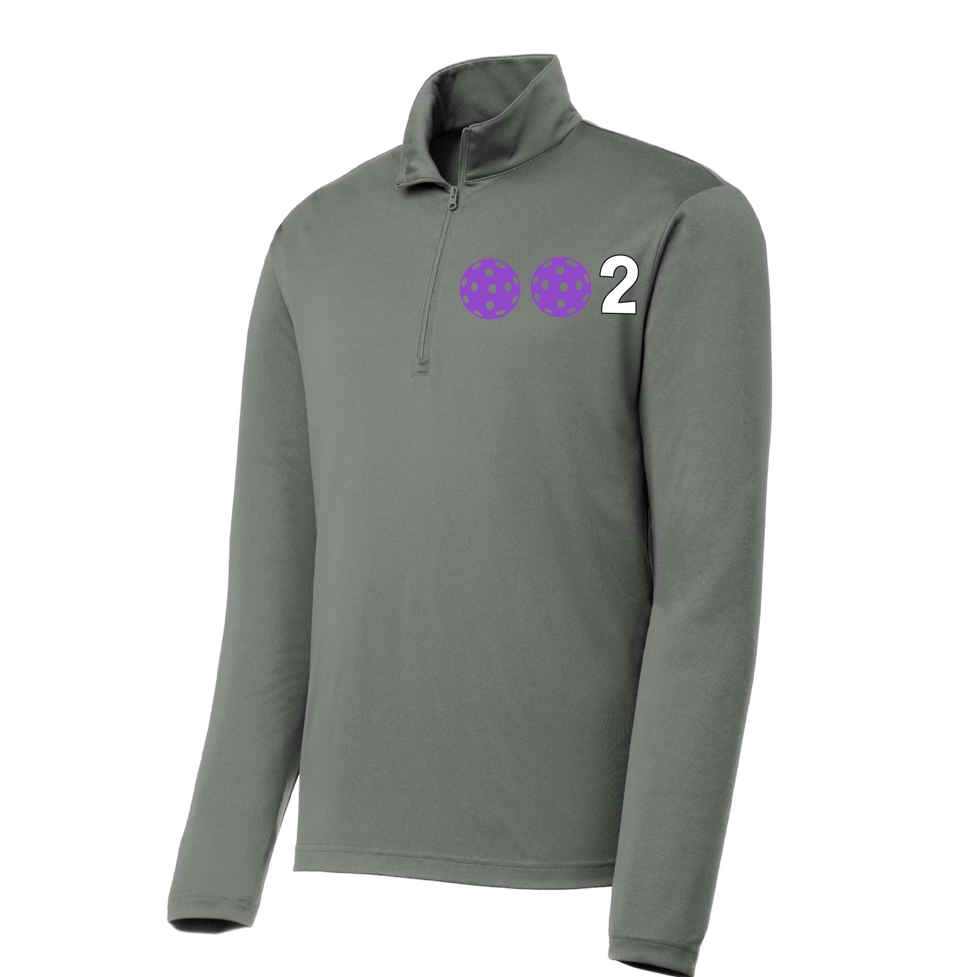 002 Pickleball (Colors Pink Purple Or Rainbow) | Men's 1/4 Zip Long Sleeve Pullover Athletic Performance Shirt | 100% Polyester