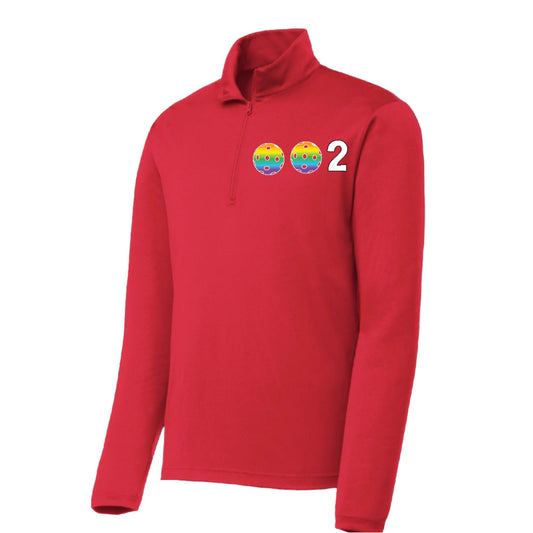 002 Pickleball (Colors Pink Purple Or Rainbow) | Men's 1/4 Zip Long Sleeve Pullover Athletic Performance Shirt | 100% Polyester