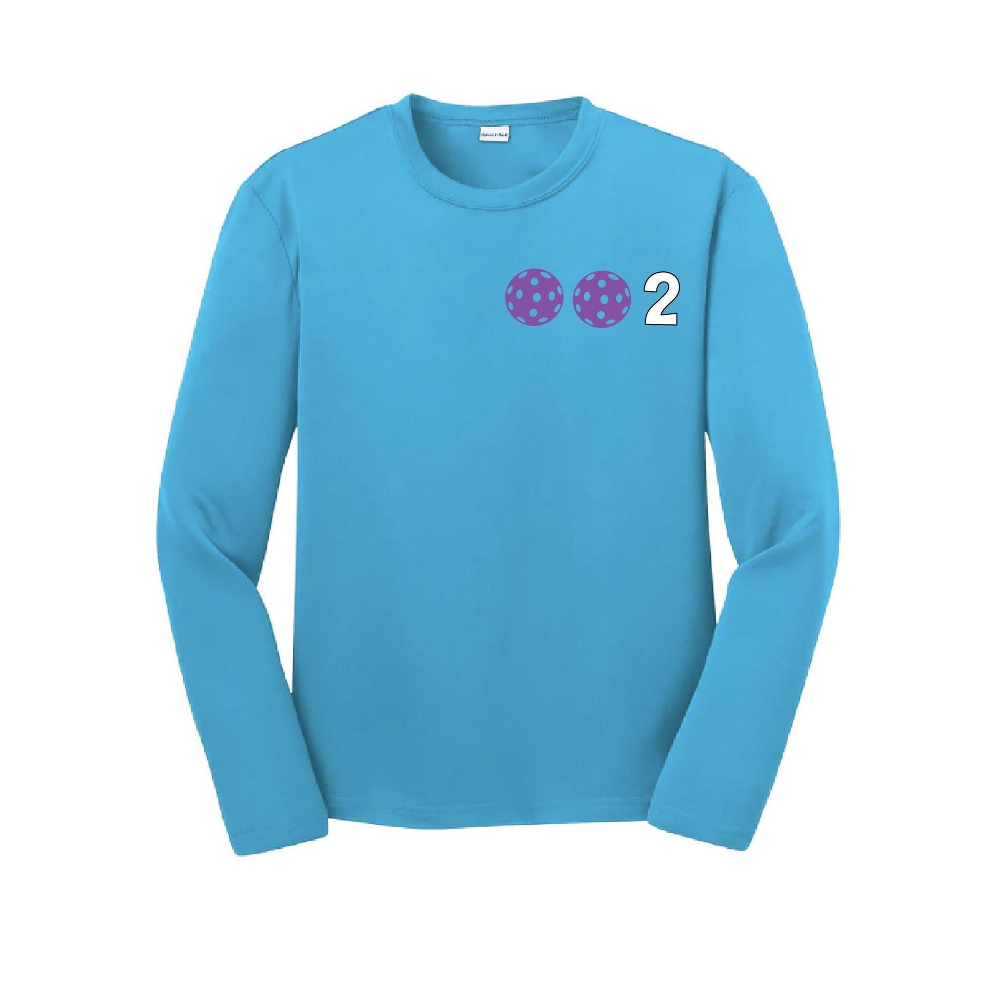 002 Pickleball (Colors Purple Rainbow Pink) | Youth Long Sleeve Pickleball Performance T-Shirts | 100% Polyester