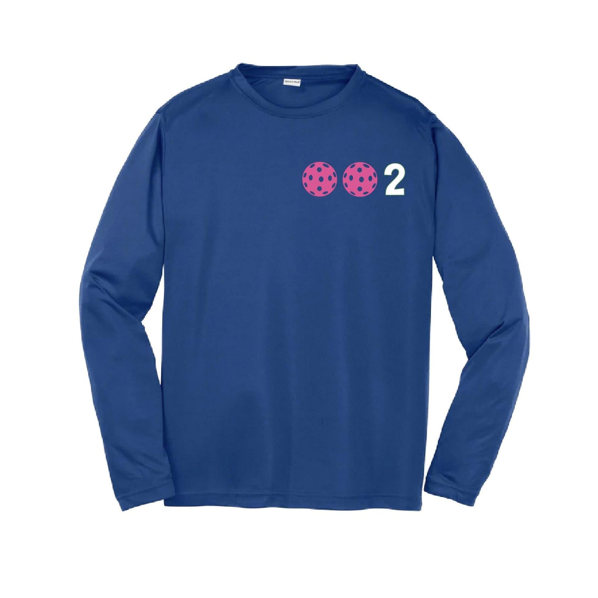 002 Pickleball (Colors Purple Rainbow Pink) | Youth Long Sleeve Pickleball Performance T-Shirts | 100% Polyester