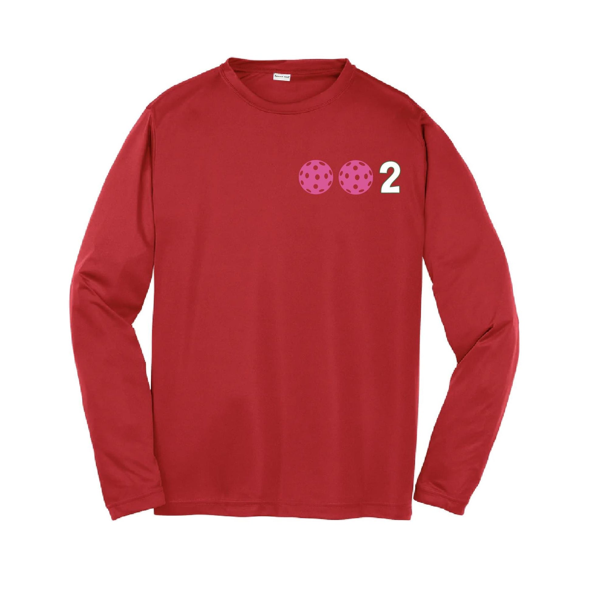 002 Pickleball (Colors Purple Rainbow Pink) | Youth Long Sleeve Pickleball Performance T-Shirts | 100% Polyester