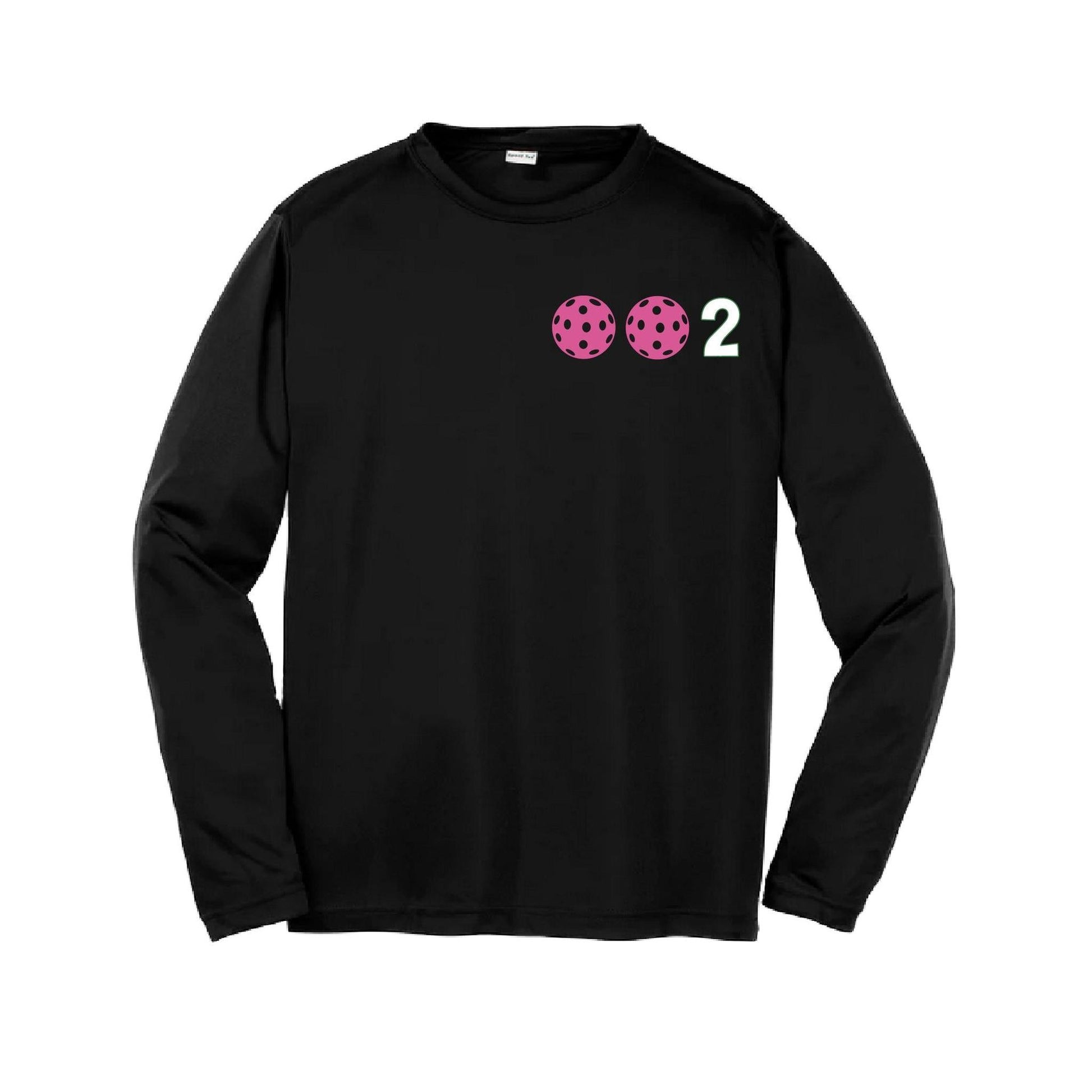 002 Pickleball (Colors Purple Rainbow Pink) | Youth Long Sleeve Pickleball Performance T-Shirts | 100% Polyester