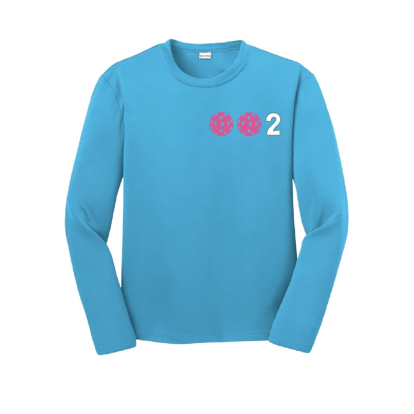 002 Pickleball (Colors Purple Rainbow Pink) | Youth Long Sleeve Pickleball Performance T-Shirts | 100% Polyester