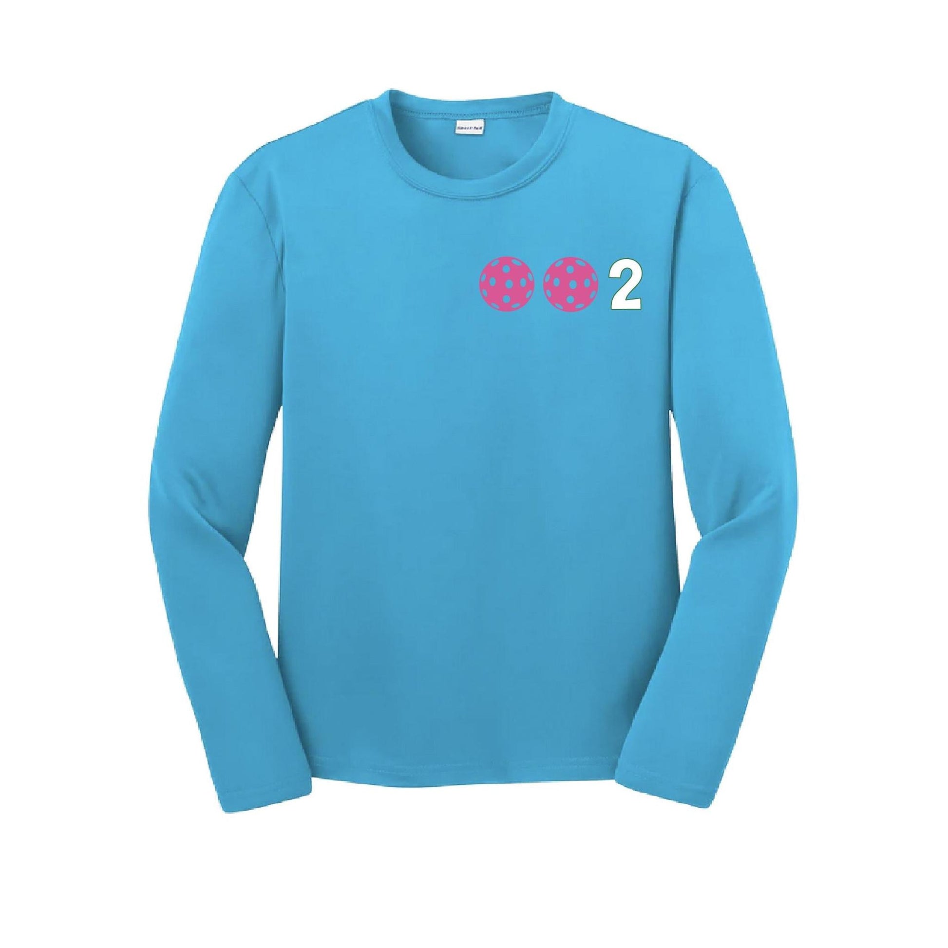 002 Pickleball (Colors Purple Rainbow Pink) | Youth Long Sleeve Pickleball Performance T-Shirts | 100% Polyester