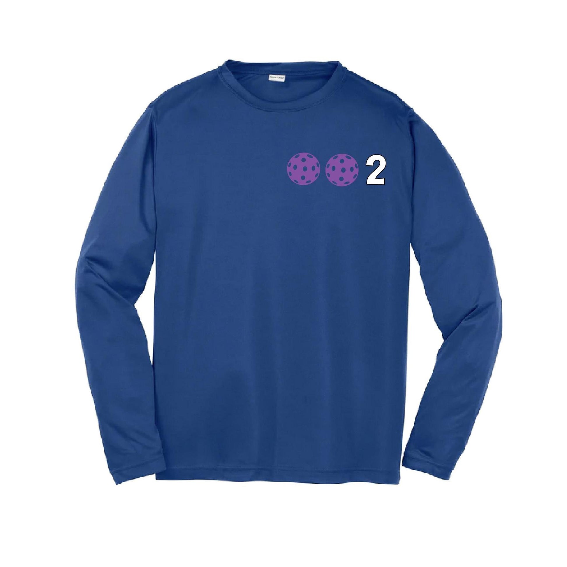 002 Pickleball (Colors Purple Rainbow Pink) | Youth Long Sleeve Pickleball Performance T-Shirts | 100% Polyester