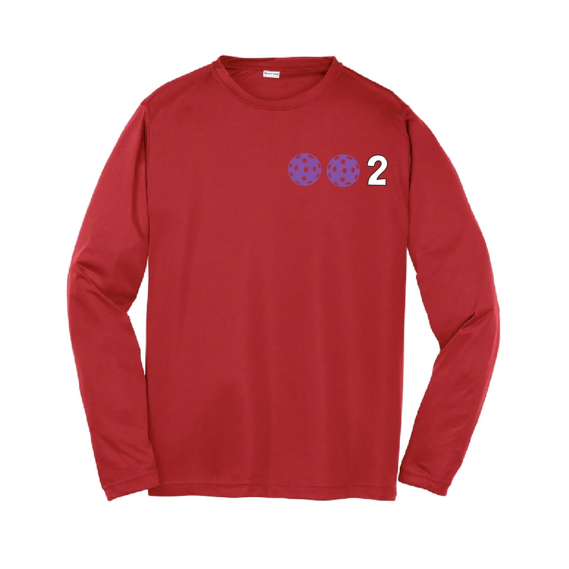 002 Pickleball (Colors Purple Rainbow Pink) | Youth Long Sleeve Pickleball Performance T-Shirts | 100% Polyester
