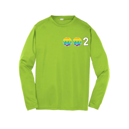 002 Pickleball (Colors Purple Rainbow Pink) | Youth Long Sleeve Pickleball Performance T-Shirts | 100% Polyester